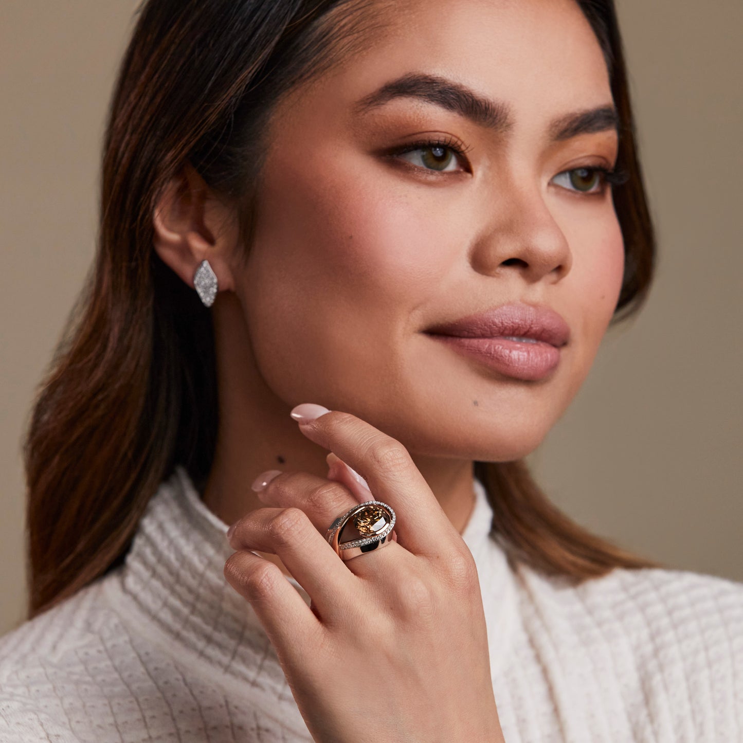One of a Kind . Cognac Diamond Orbit Ring