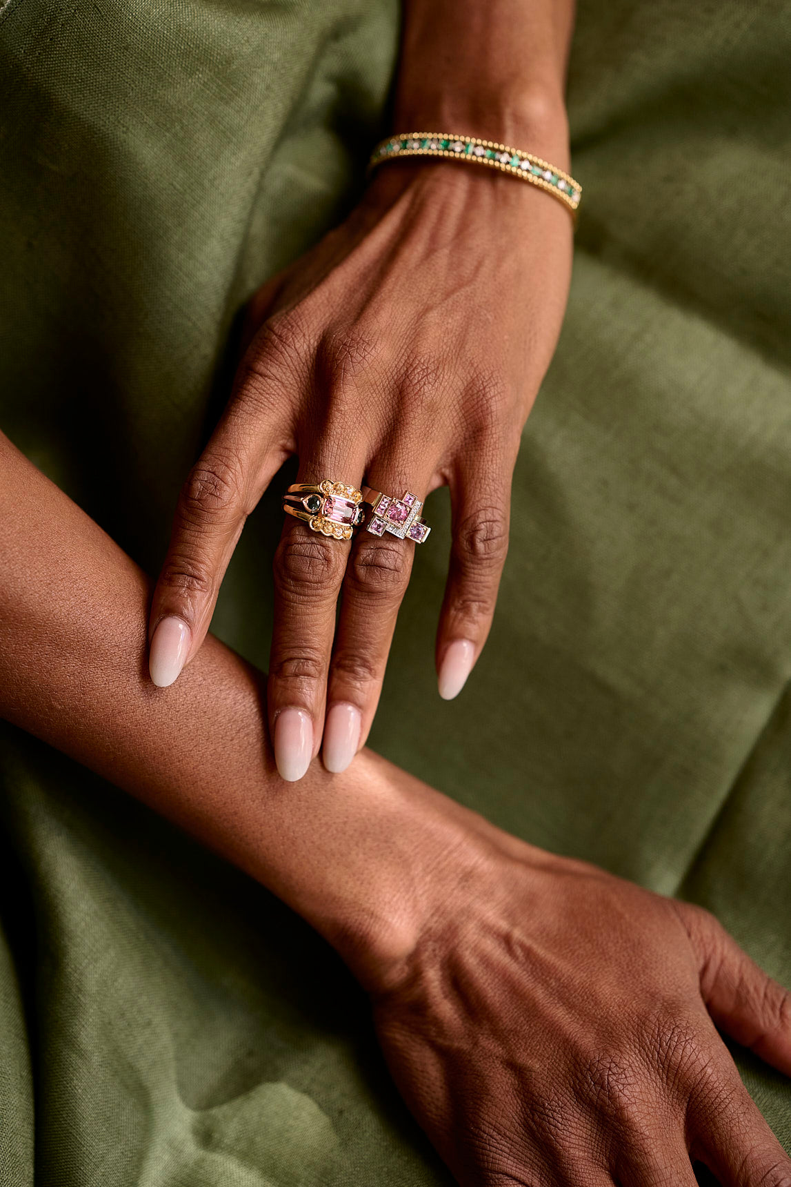 One of a Kind . Glamour Emerald Bangle