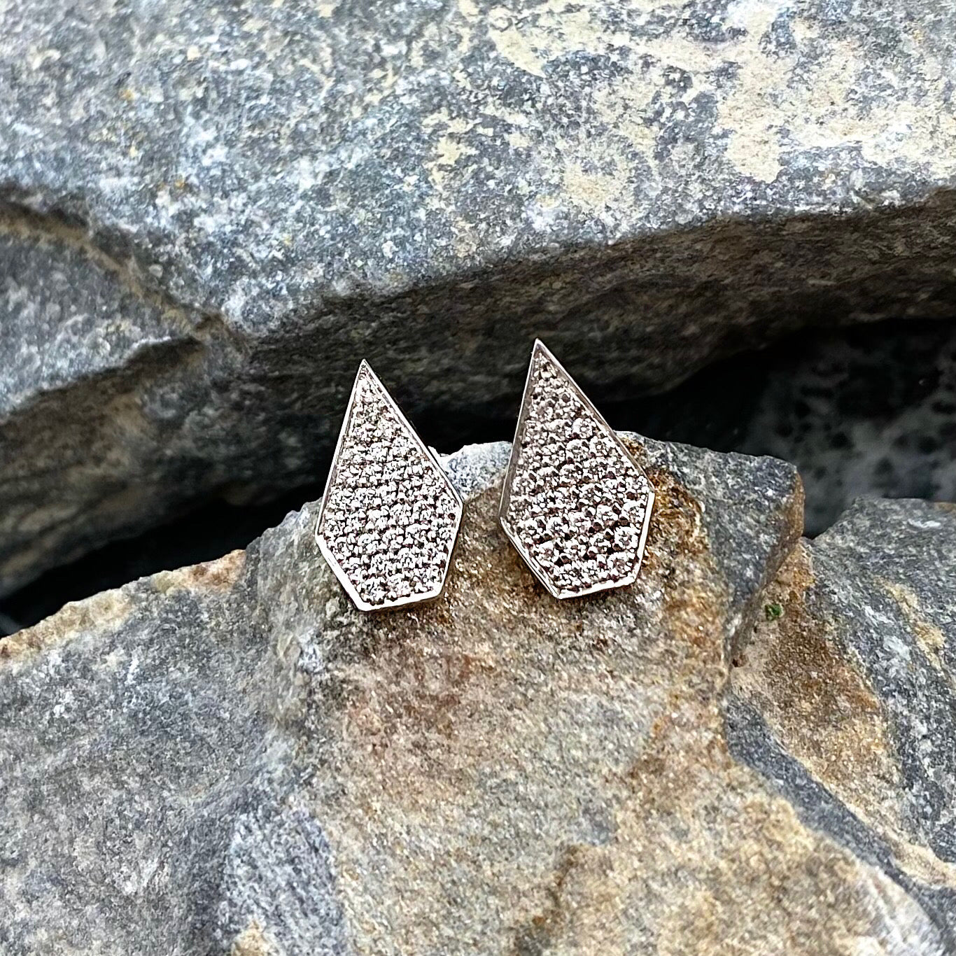 Prisma . Pave diamond Stud Earrings