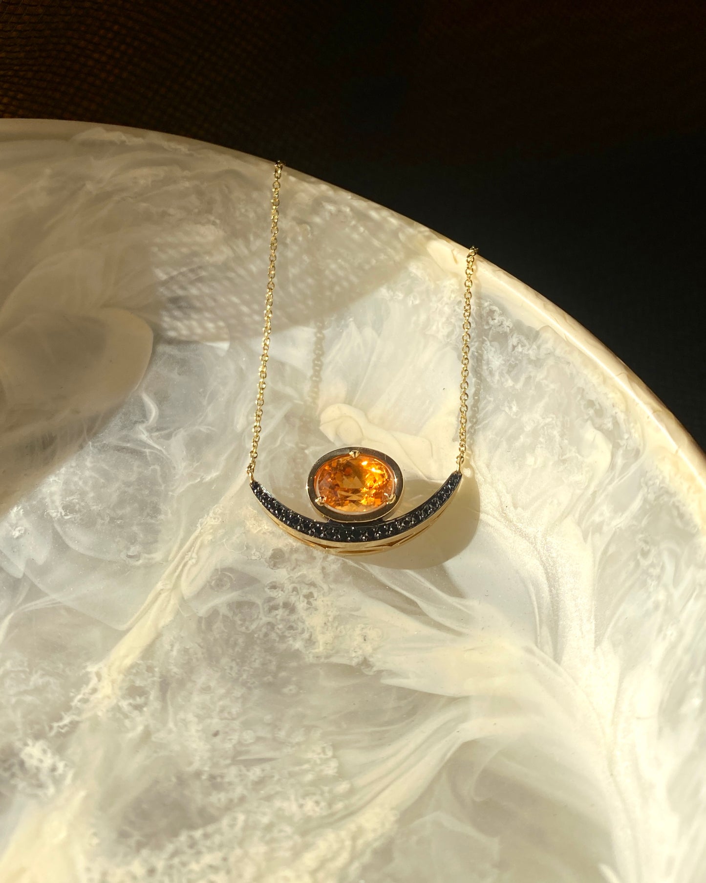Signature. Crescent Mandarin Garnet Necklace