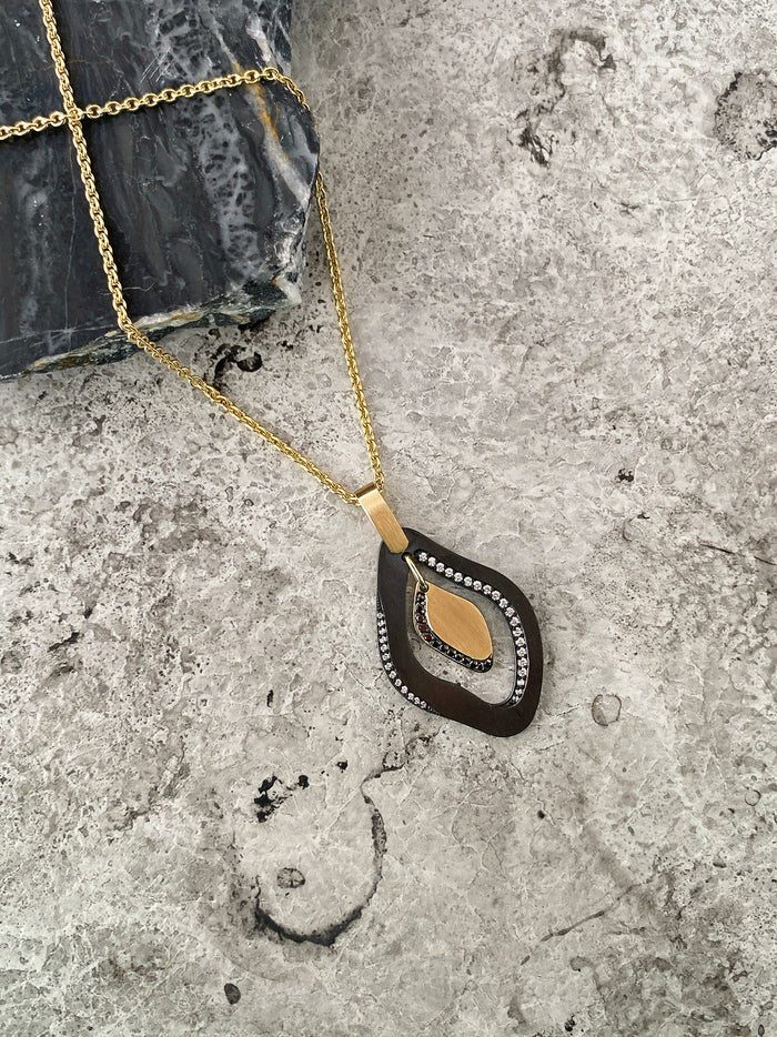 Midnight Lagoon. Yellow Gold Large Pendant