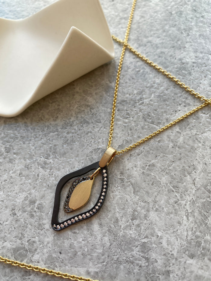 Midnight Lagoon. Yellow Gold Medium Pendant - SOLD