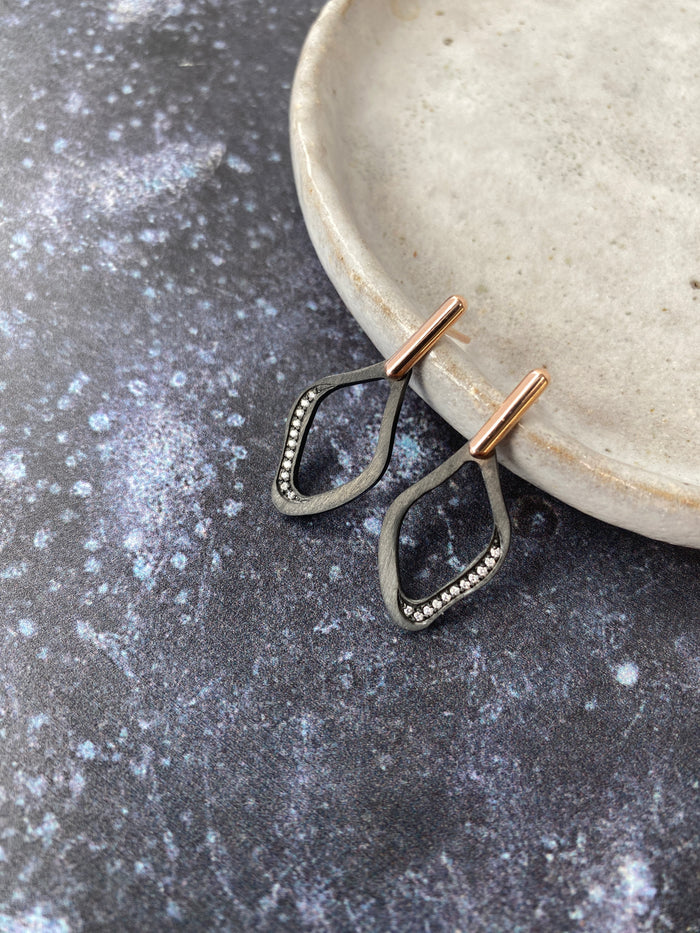Midnight Lagoon. Rose gold Small Earrings