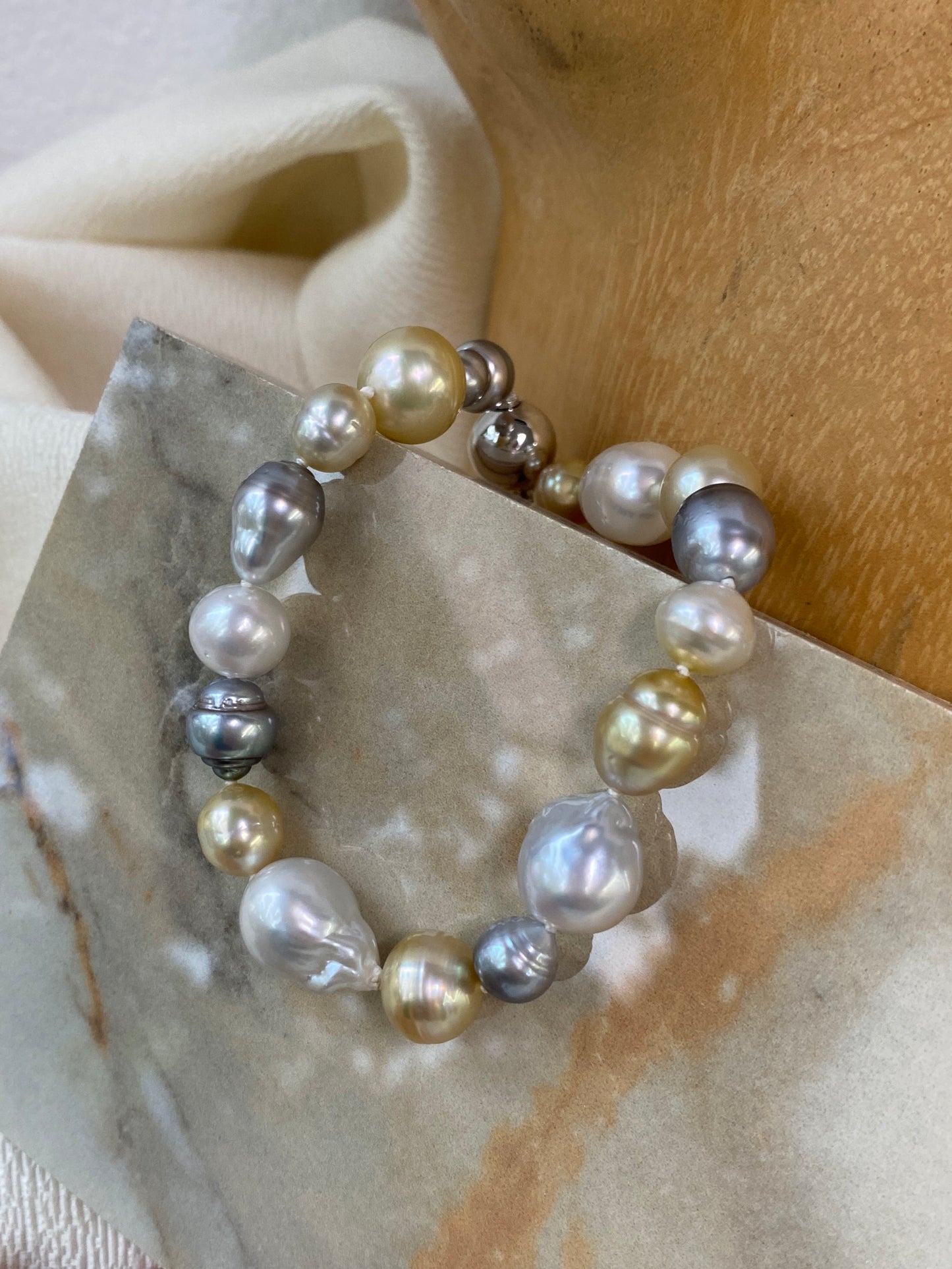 Pearl Creations. South Sea and Tahitian Multi Bracelet -SOLD