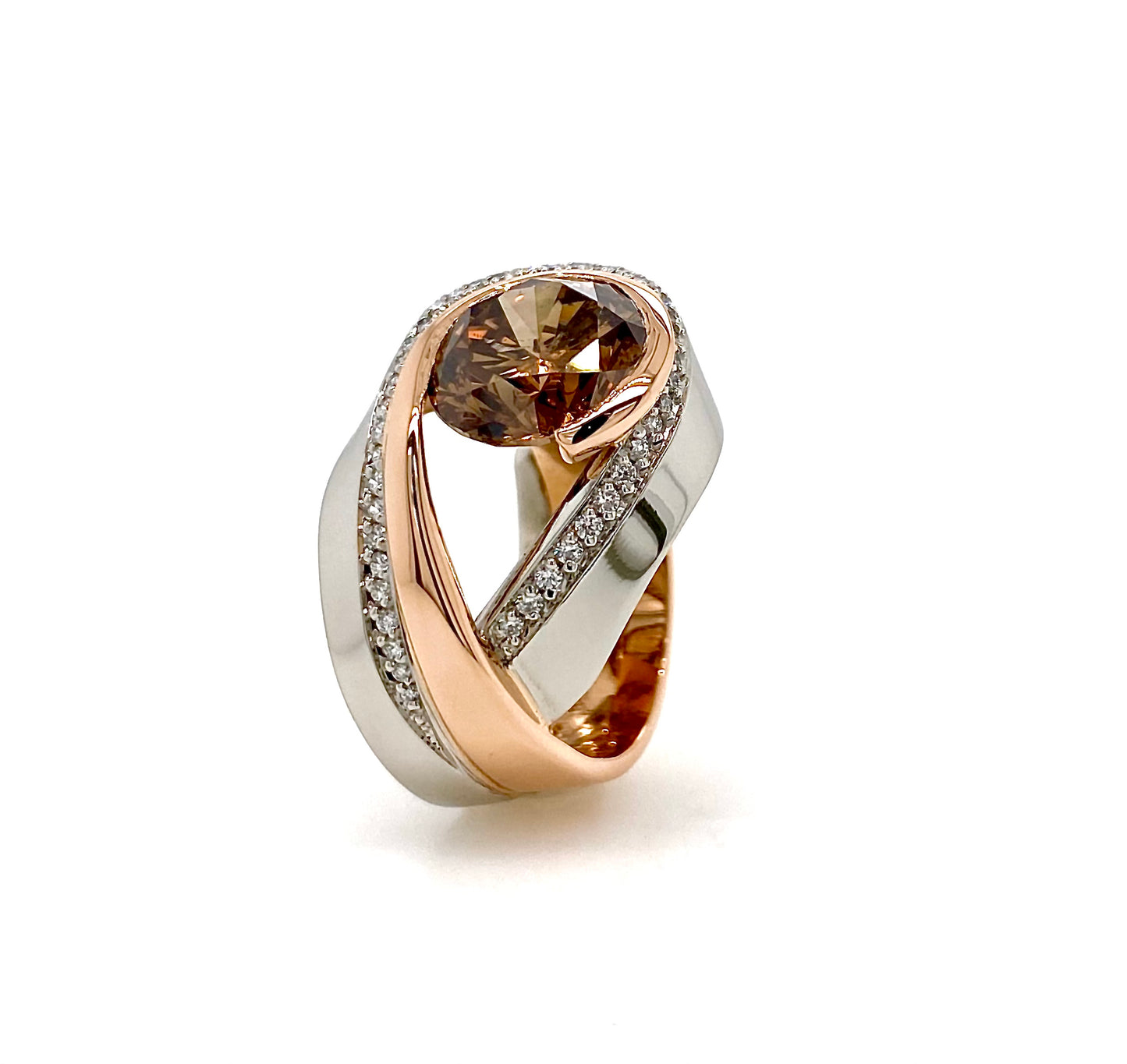 One of a Kind . Cognac Diamond Orbit Ring