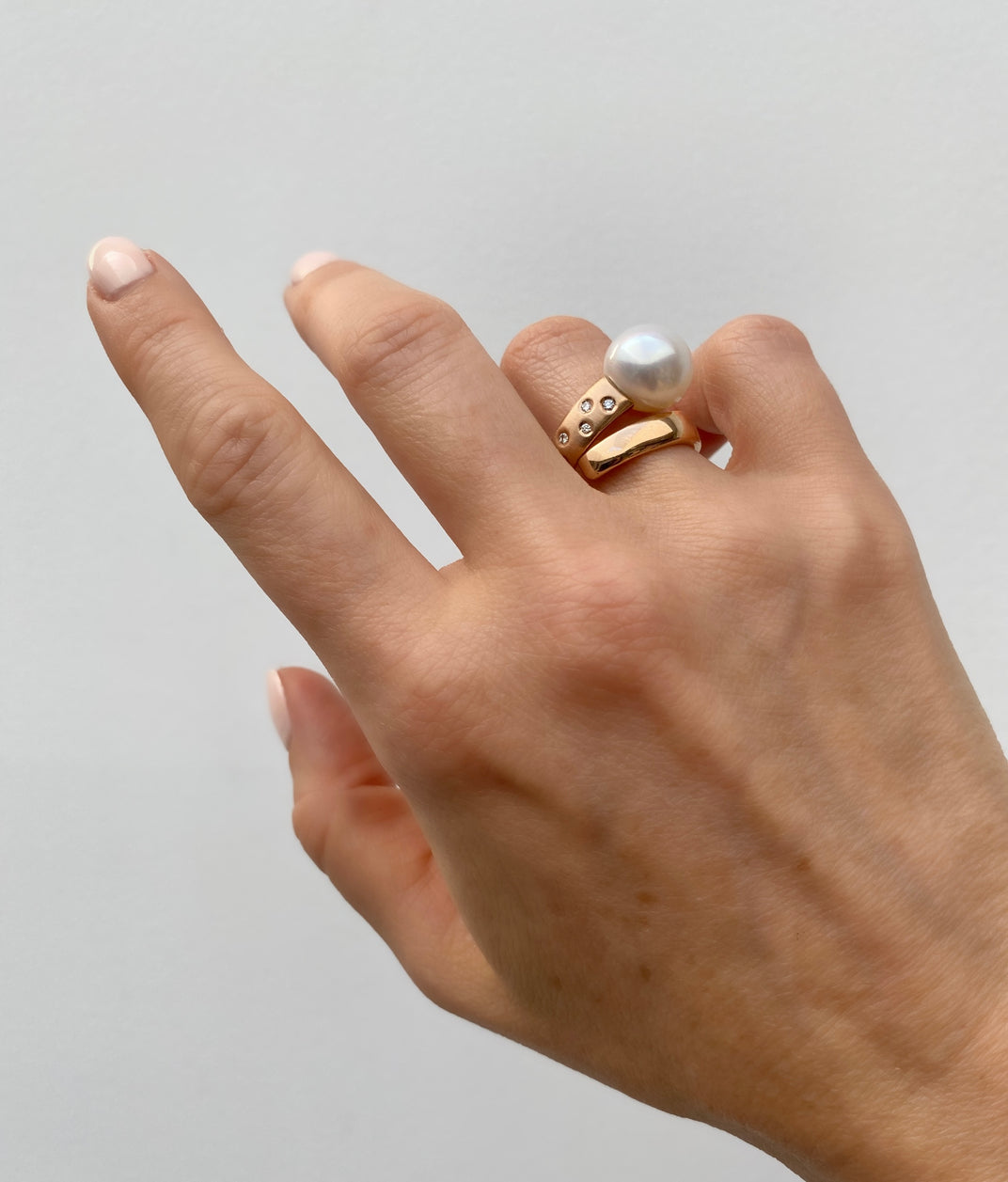 Pearl Creations. Jaffa Ring with Pearl and Diamonds