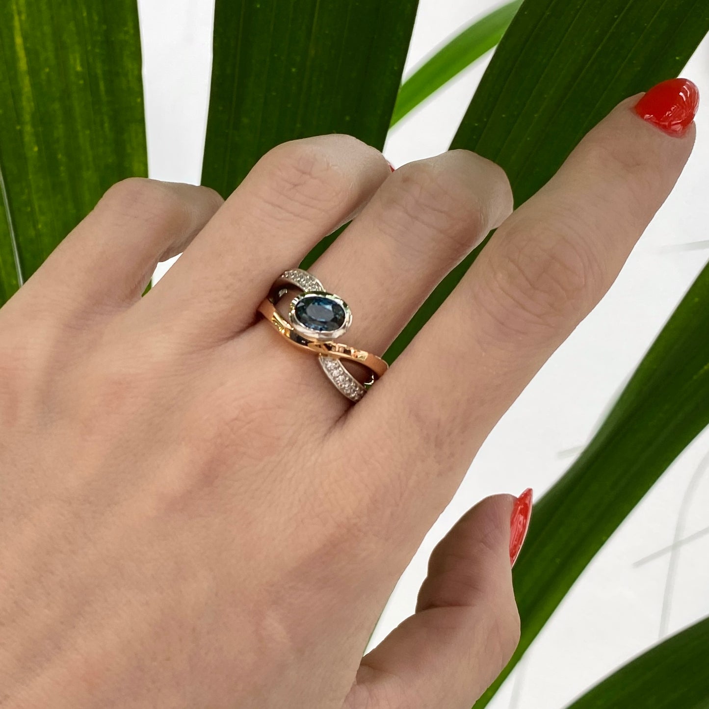 Signature. Duo with Oval Sapphire and Diamond ring.