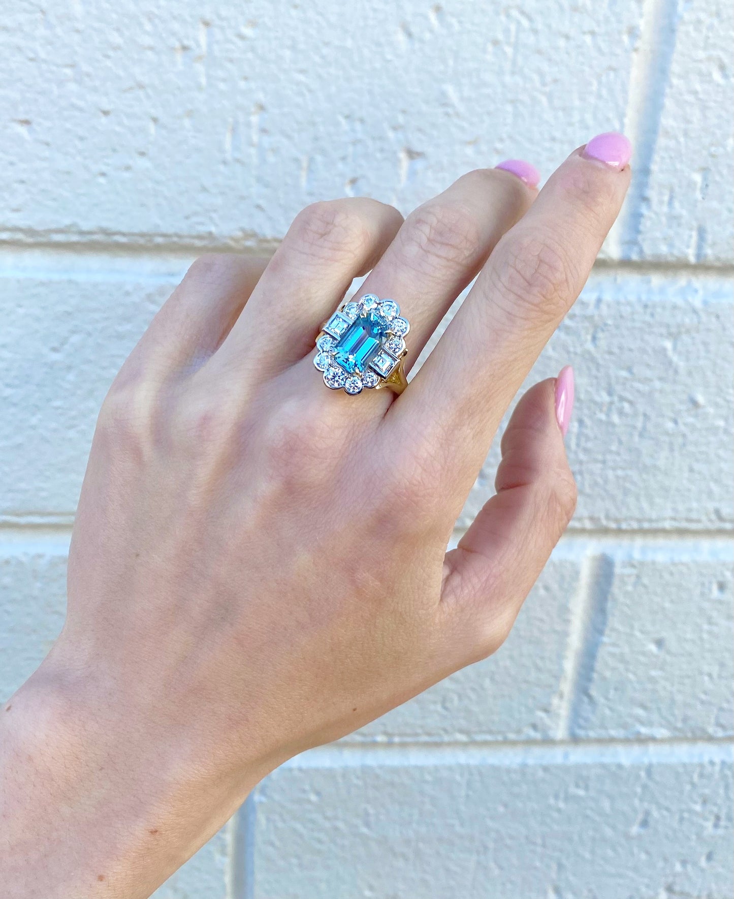 One of a Kind. Aquamarine Daisy Ring