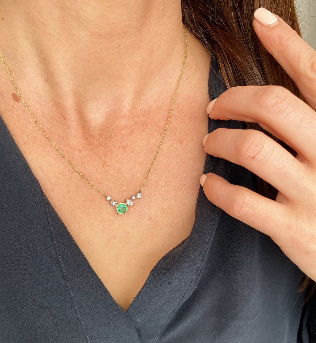 Everyday Creations. Jolie Emerald climber pendant -SOLD