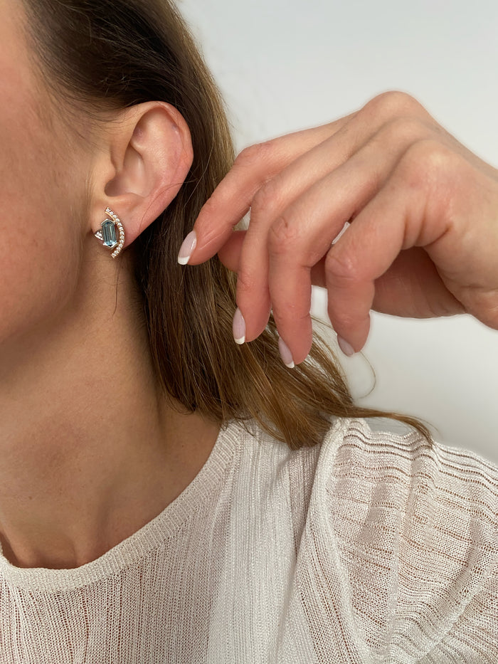 Signature. Crescent Zircon Earrings- SOLD