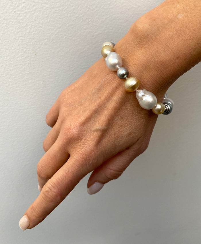 Pearl Creations. South Sea and Tahitian Multi Bracelet -SOLD