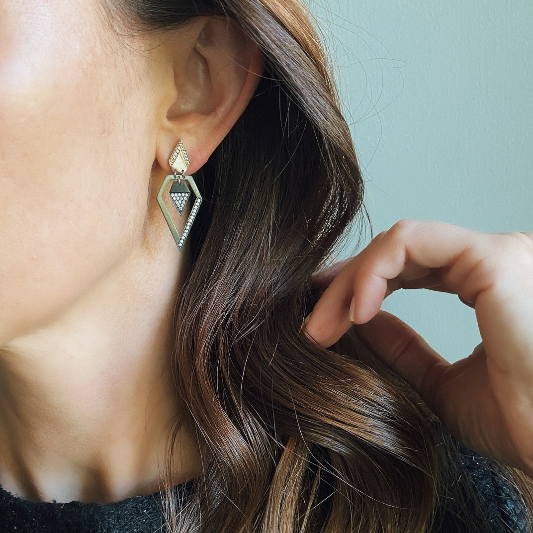 Prisma. Yellow Gold  Diamond Trapeze Earrings