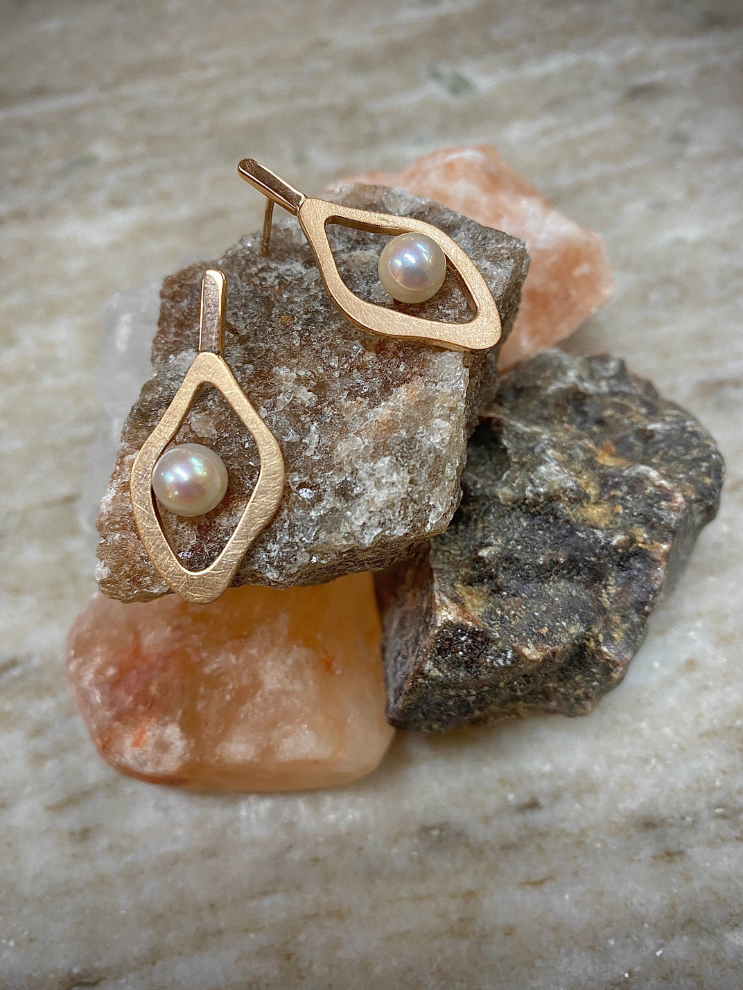 Lagoon. Rose Gold Akoya Pearl Earrings - SOLD