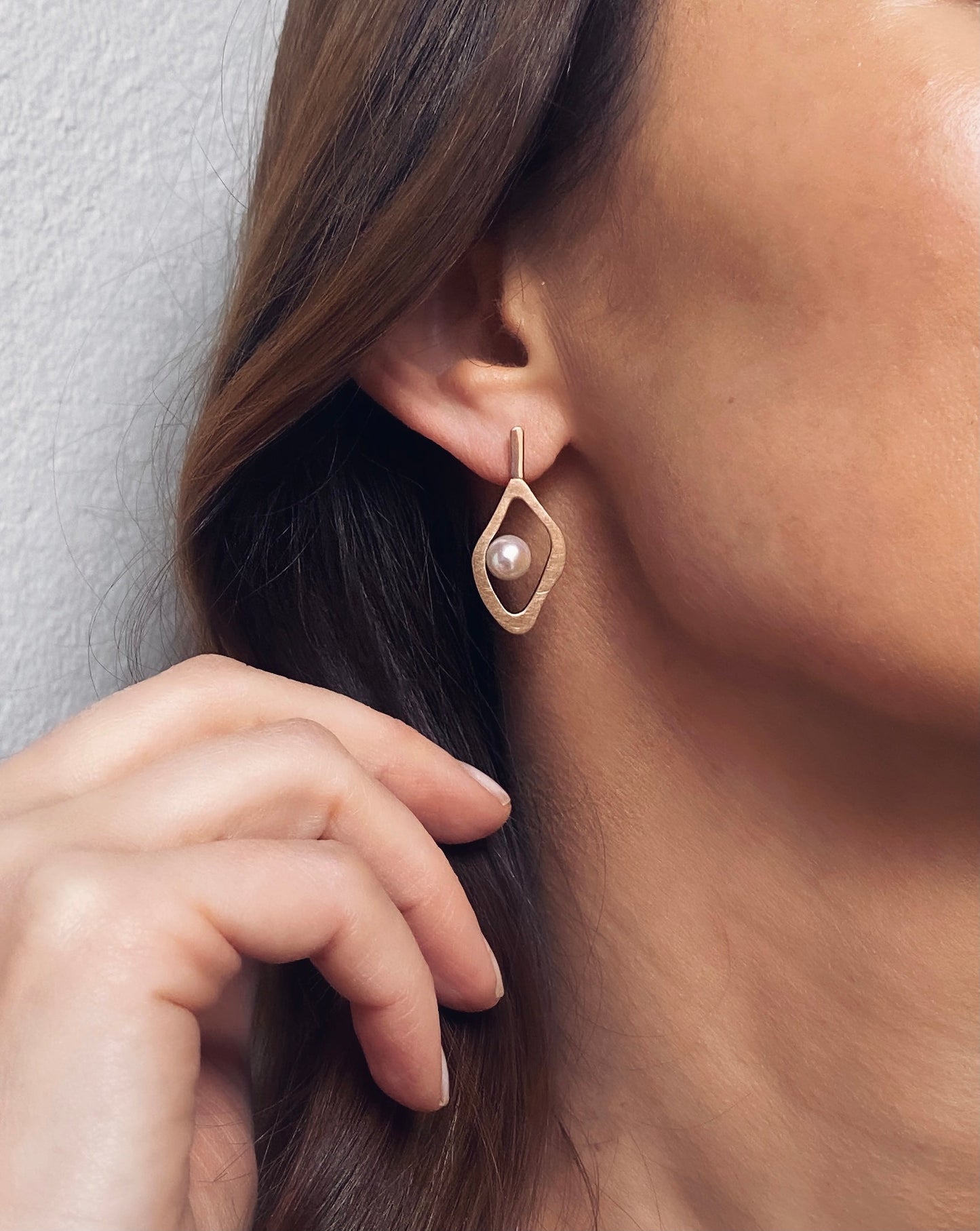 Lagoon. Rose Gold Akoya Pearl Earrings - SOLD