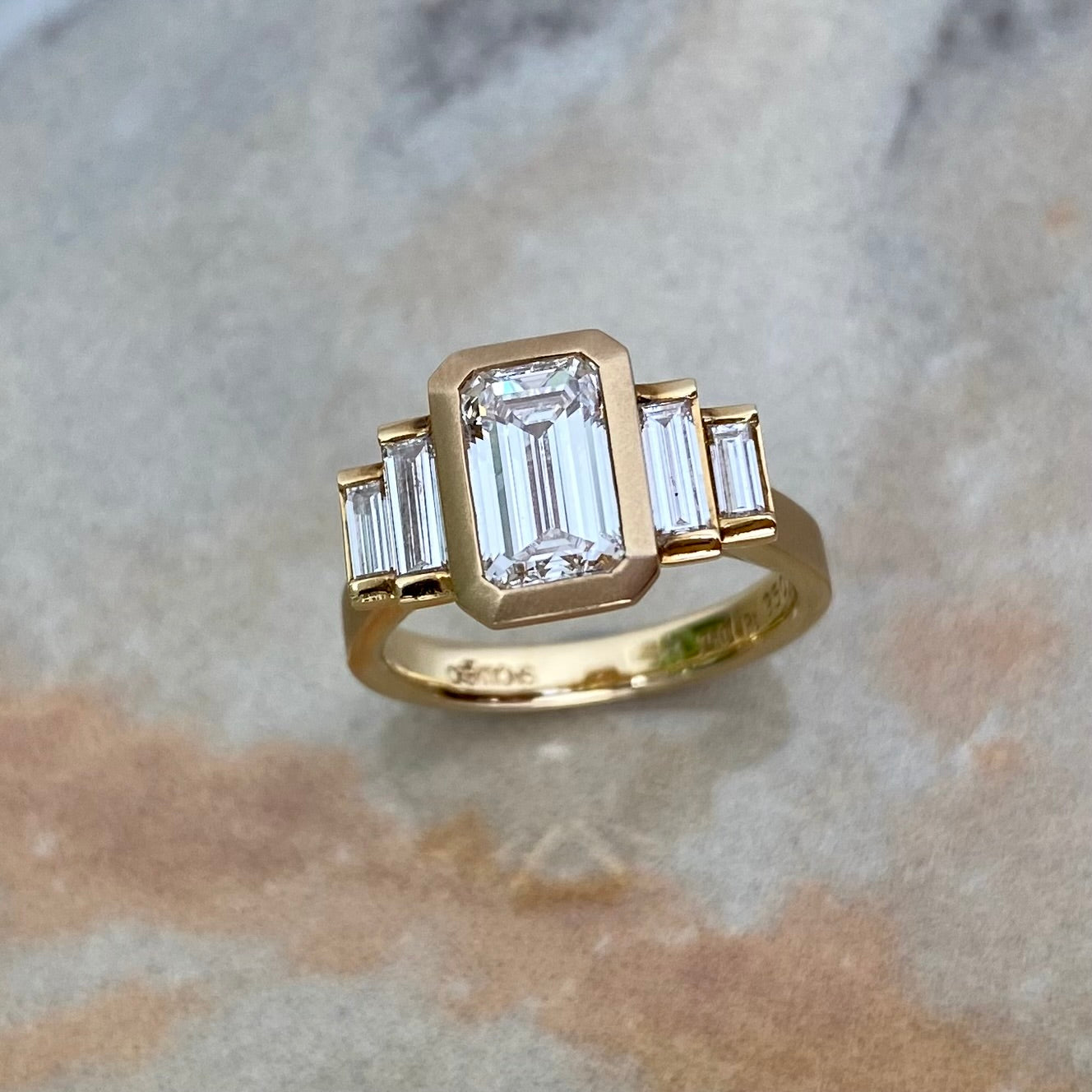 Signature . Deco Ring with Emerald Shape Diamonds
