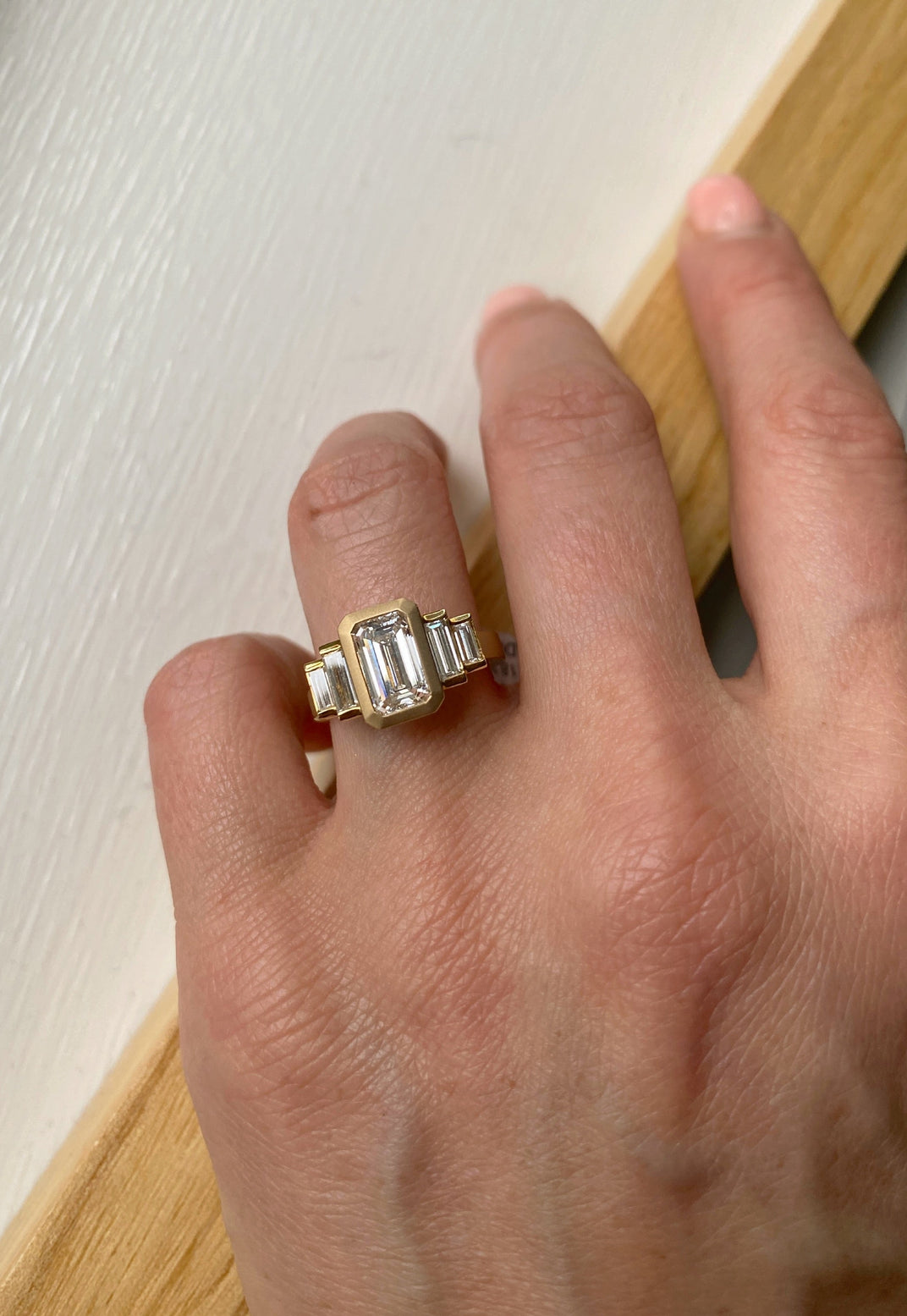 Signature . Deco Ring with Emerald Shape Diamonds
