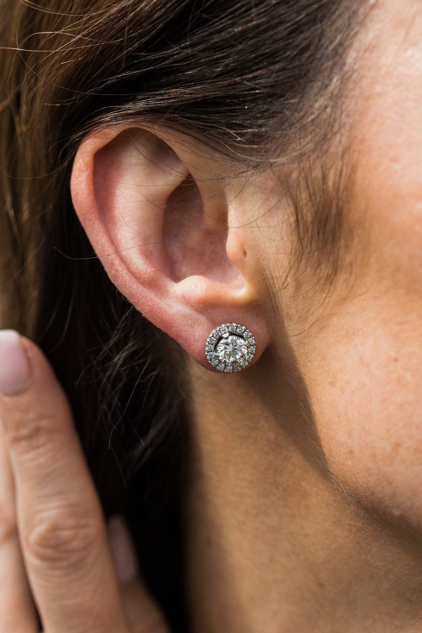 Everyday Creations. Diamond Stud Earrings with Halo.