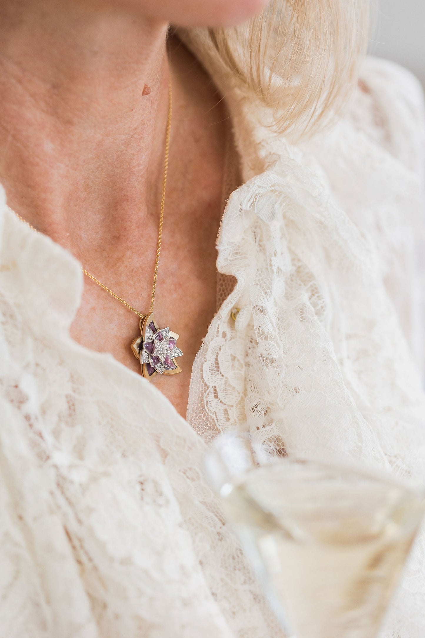 Flora. Layered Pendant with Diamonds