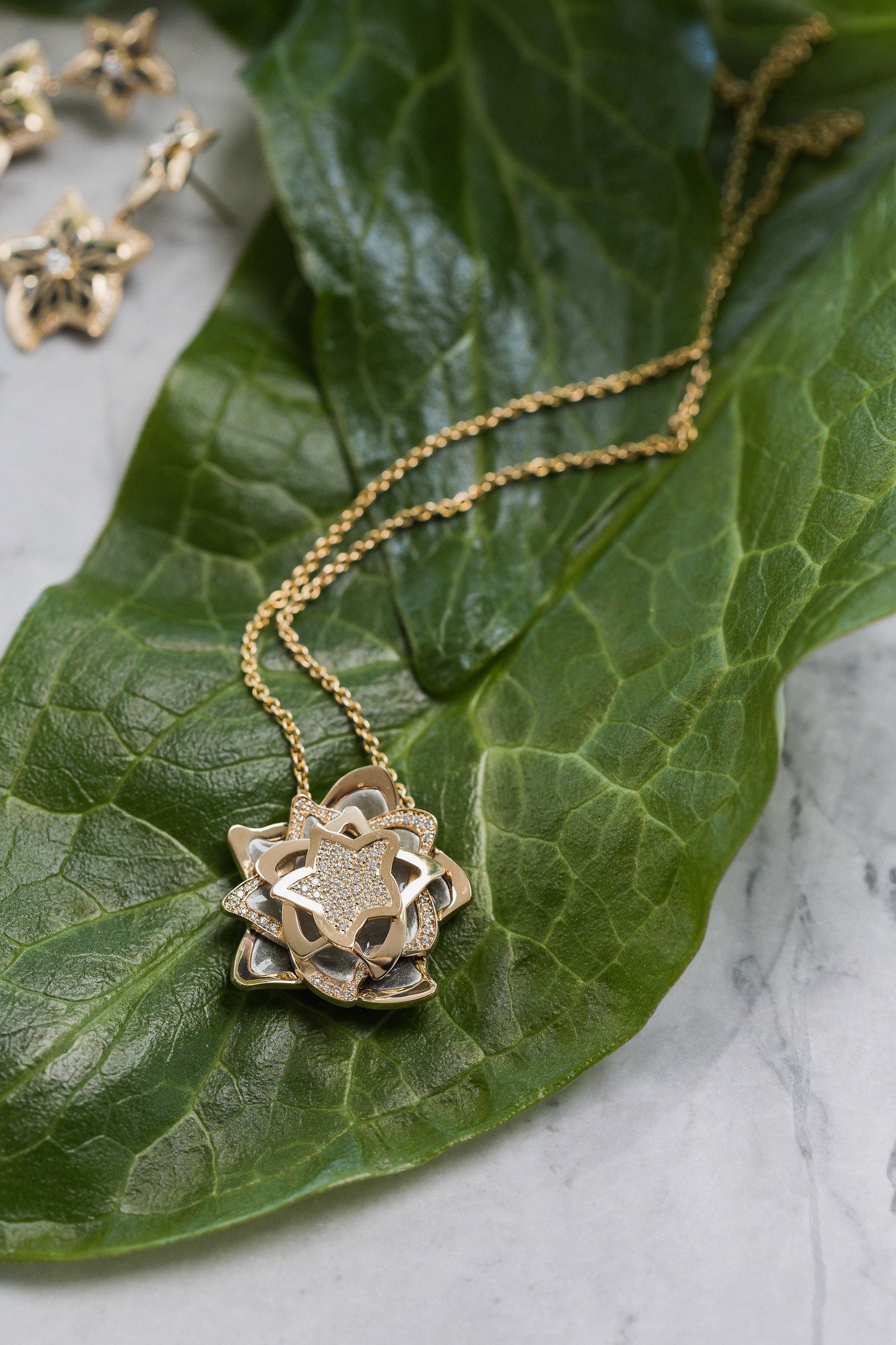 Flora. Layered Necklace with Diamonds