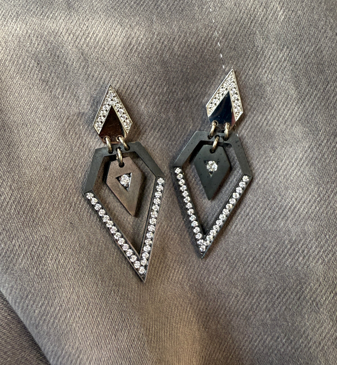 Prisma. Trapeze Drop Earring with Diamonds