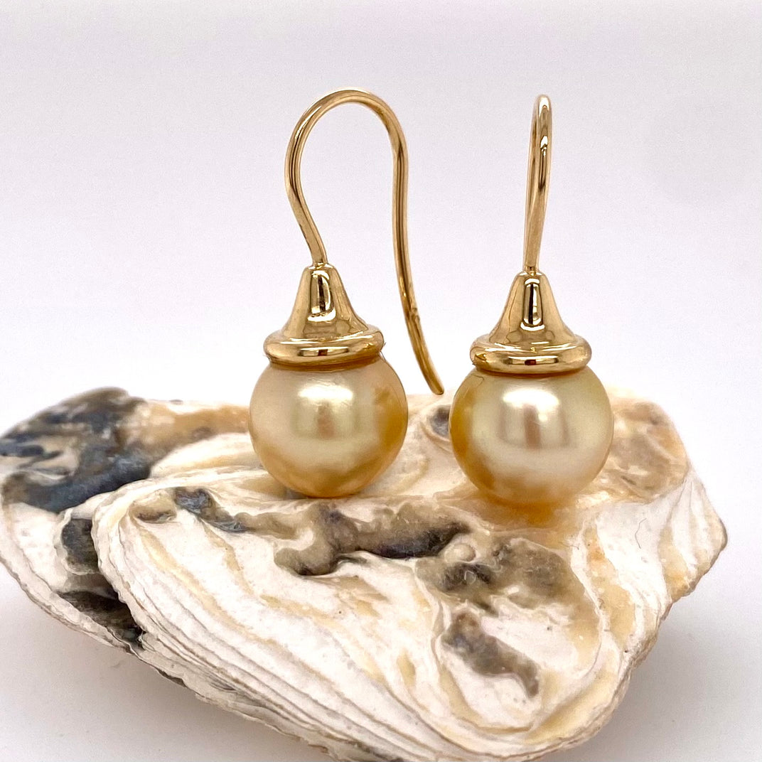 Gold South Sea Pearl Drop Earrings