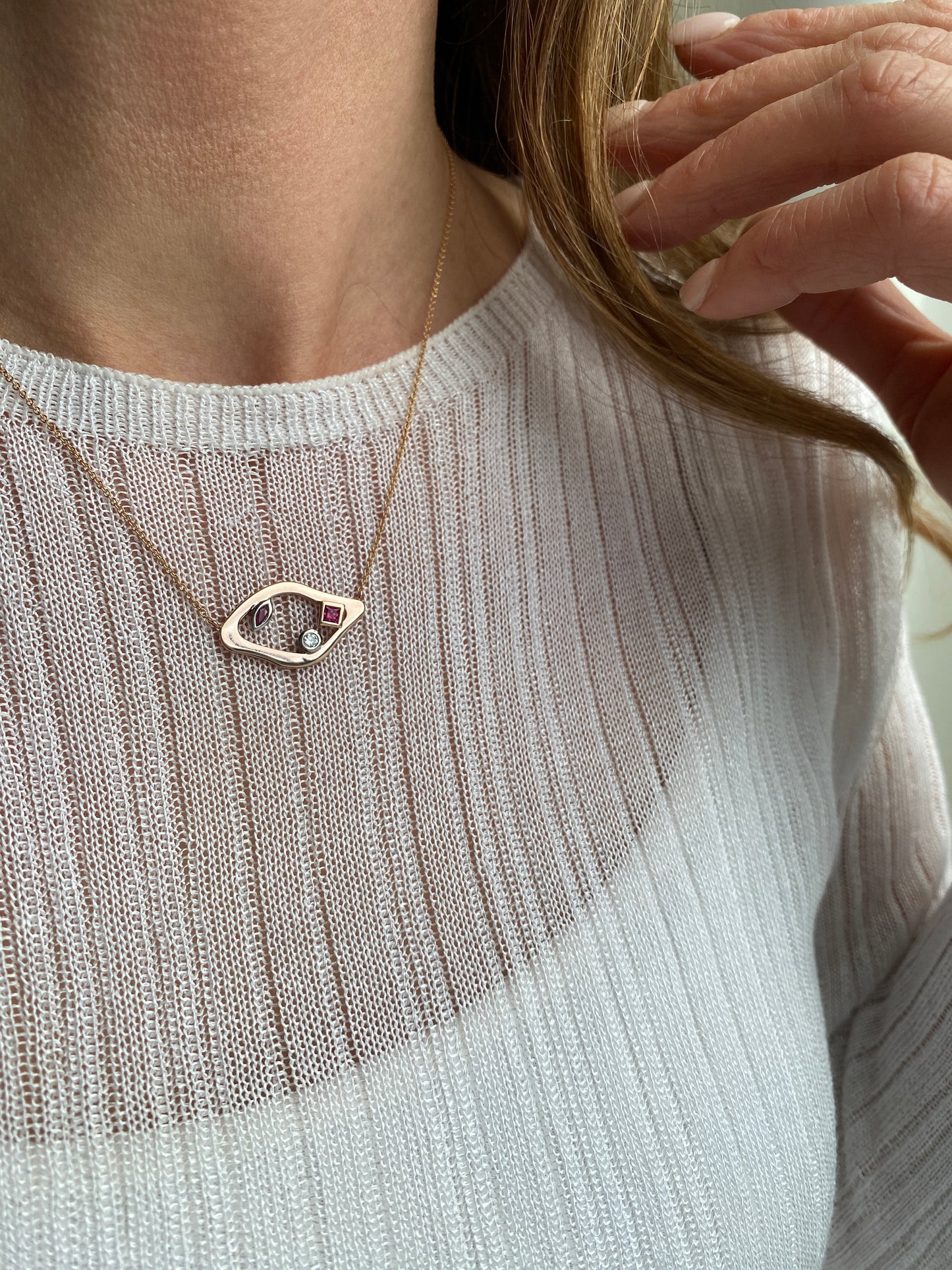 Lagoon. Ruby Diamond Necklace