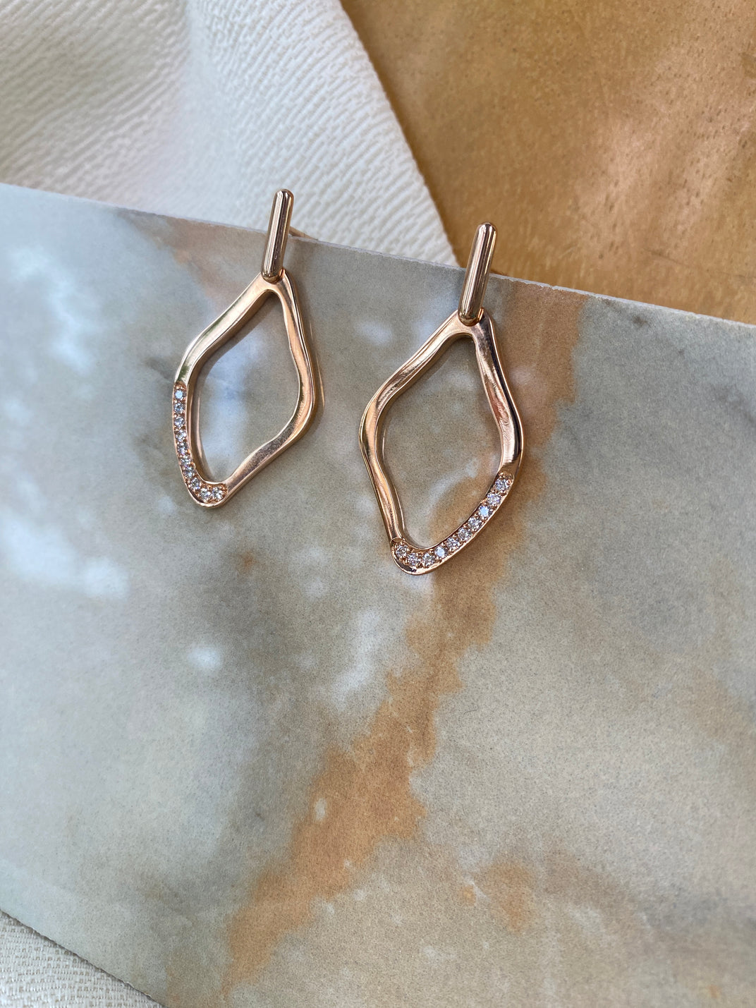 Lagoon.  Medium  Pave Diamond Earrings