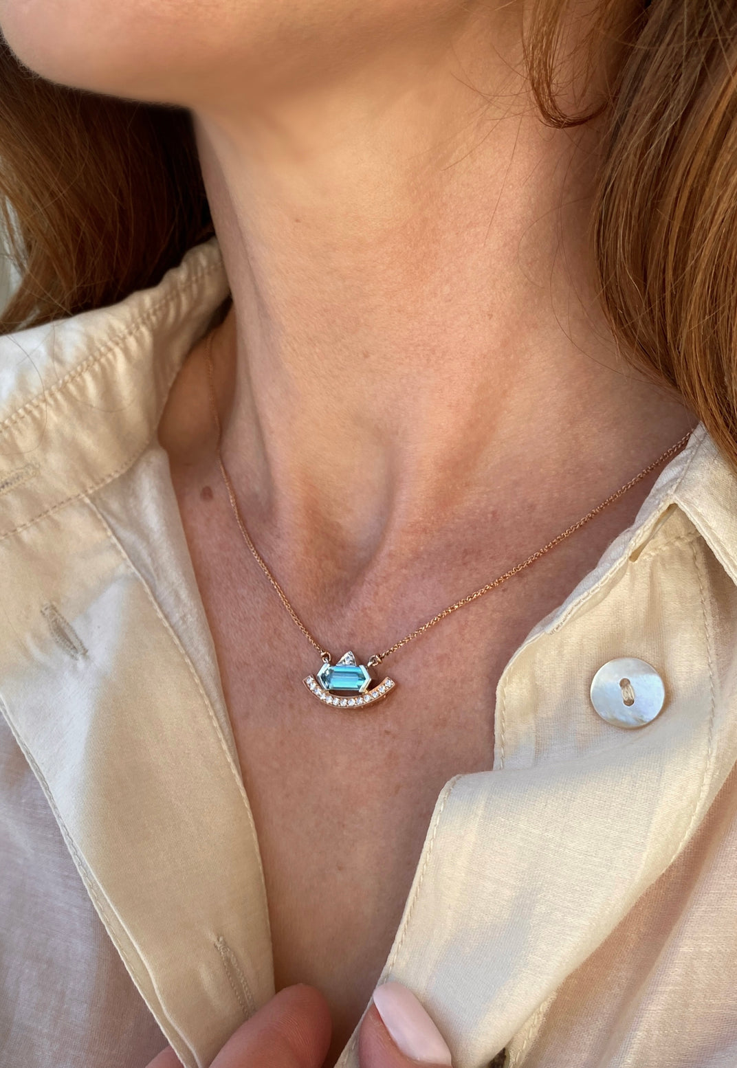 Signature . Crescent Zircon Pendant