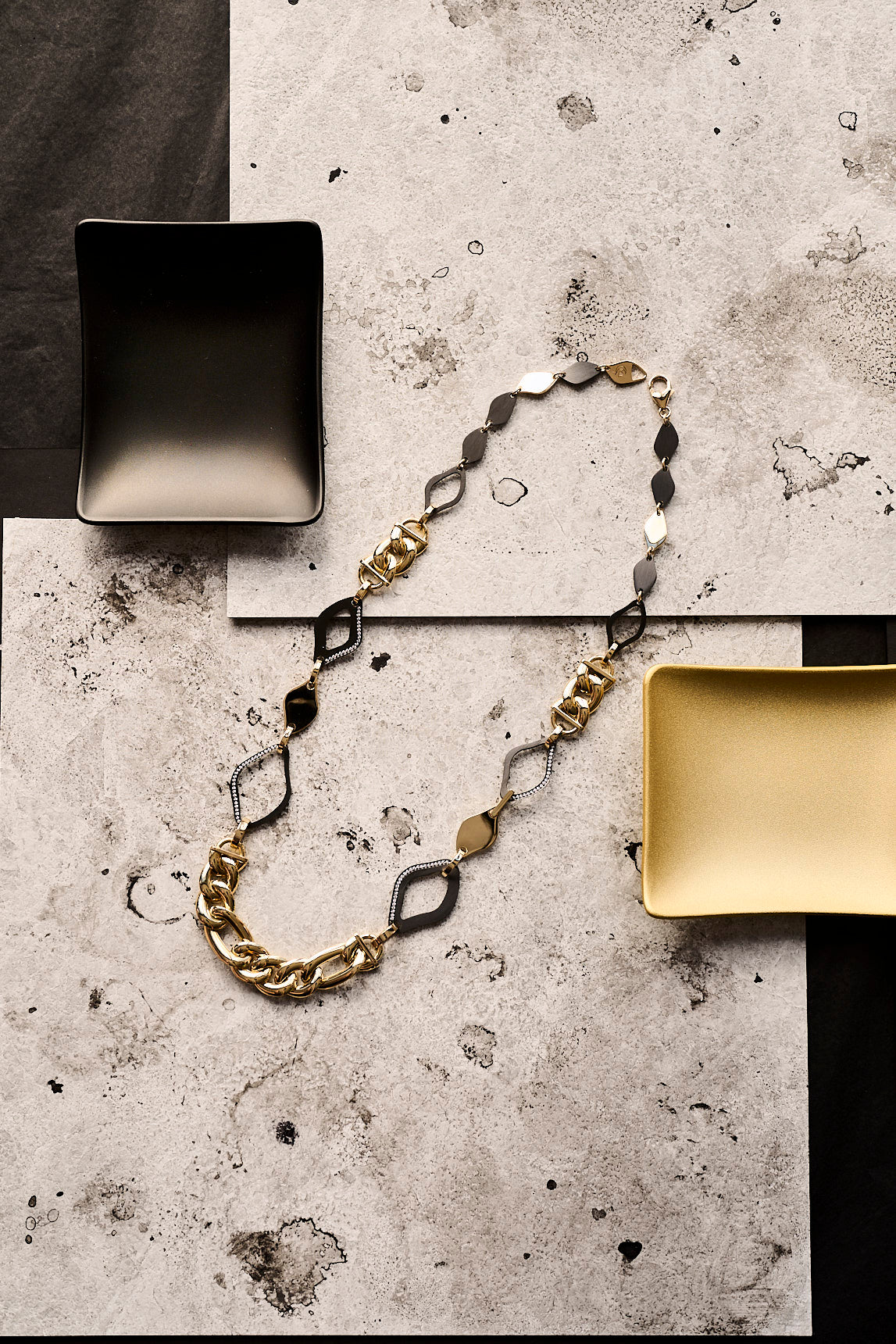 Midnight Lagoon. 18ct Yellow Gold Fancy Curb Link Diamond Necklace