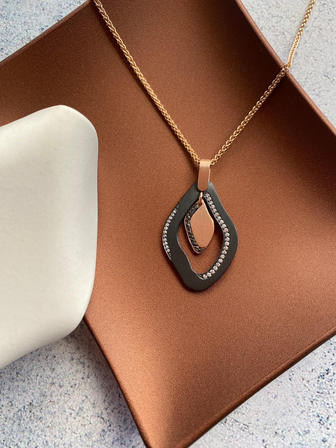 Midnight Lagoon. Rose gold Large Pendant