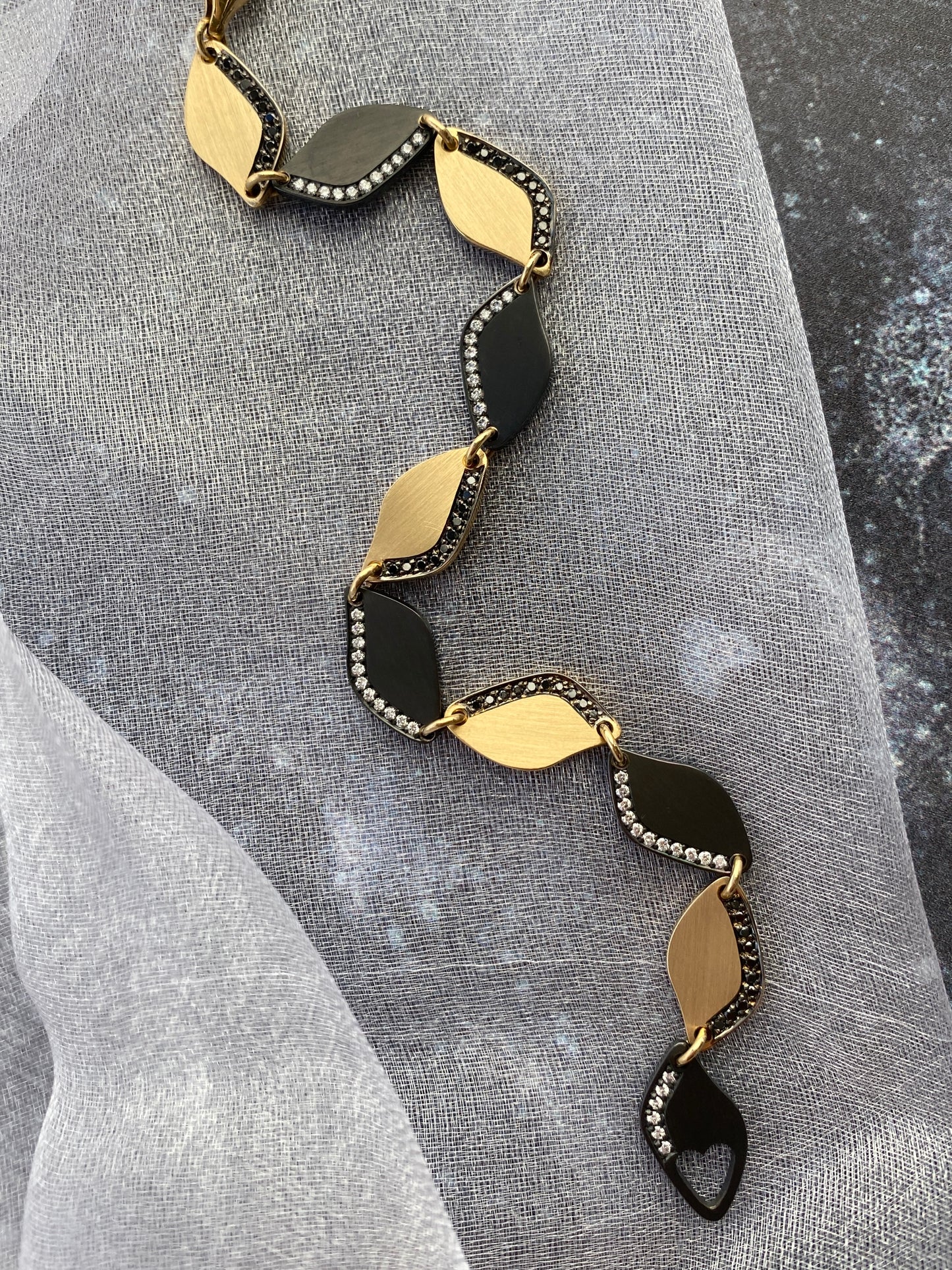 Midnight Lagoon.  Yellow Gold  Diamond Bracelet