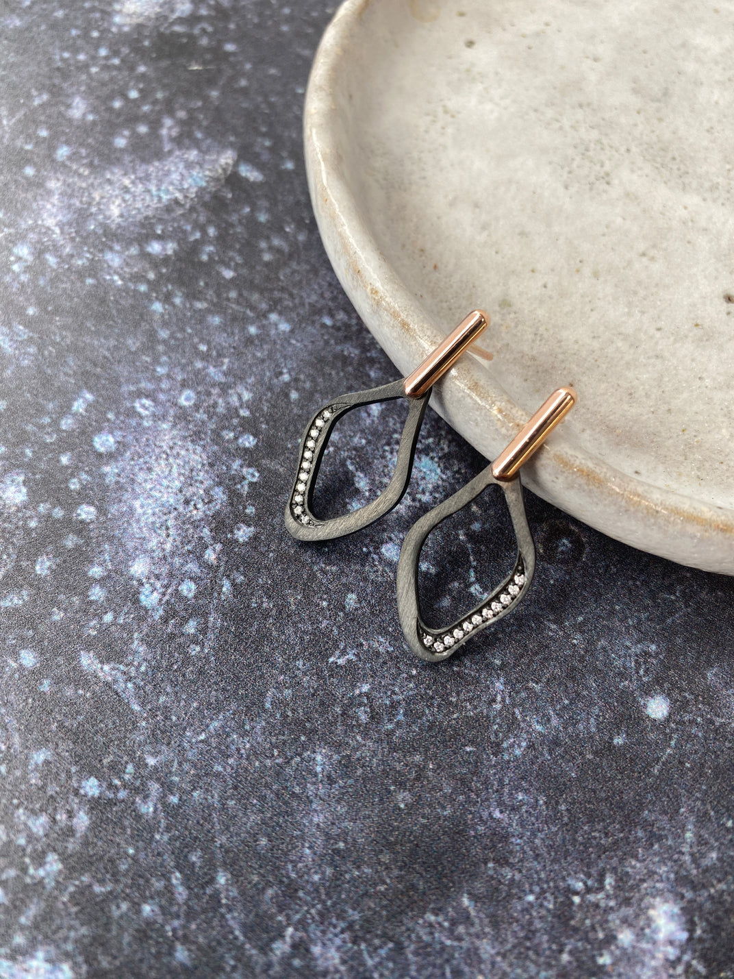 Midnight Lagoon. Rose gold Small Earrings