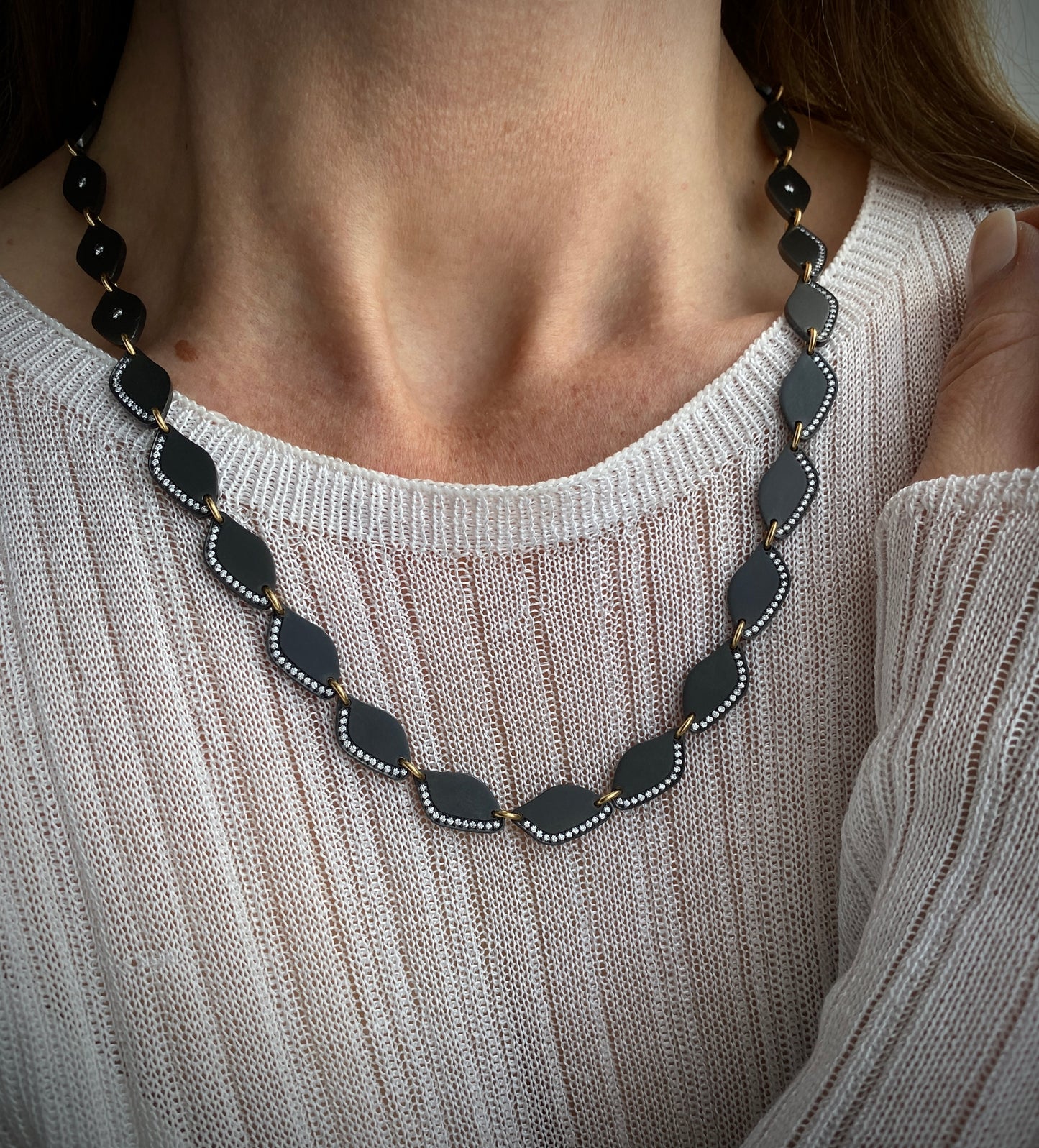 Midnight Lagoon. Zirconium Diamond Necklace