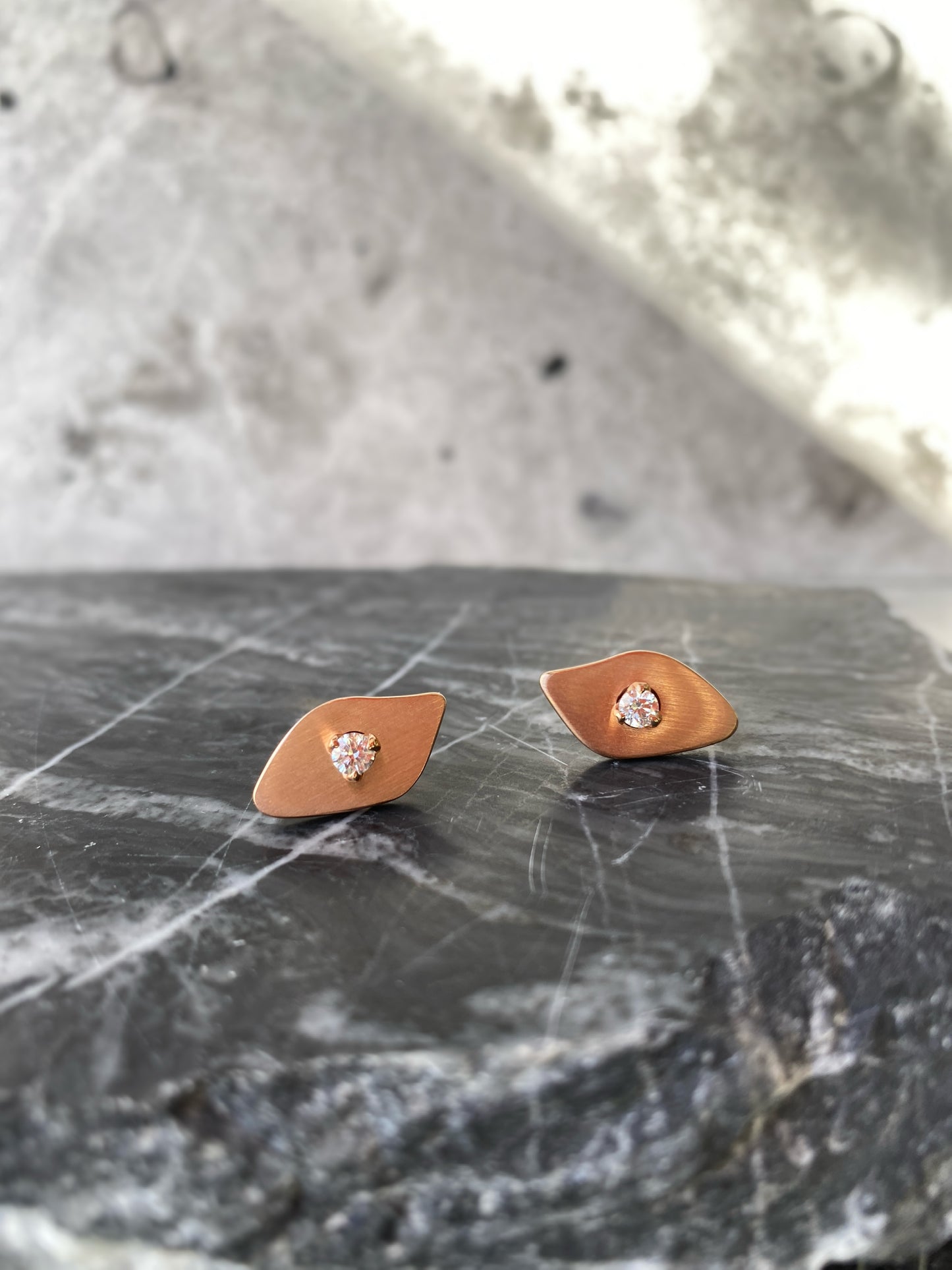 Midnight Lagoon . Rose gold and Diamond XS Stud Earring. SINGLE ONLY