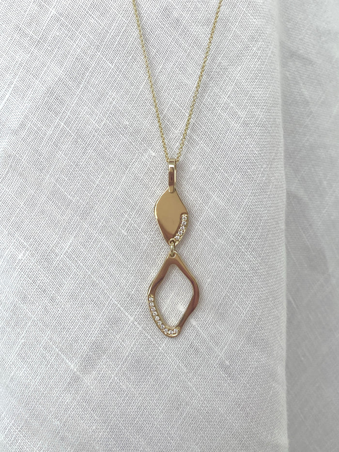 Lagoon . Yellow Gold Diamond Pendant