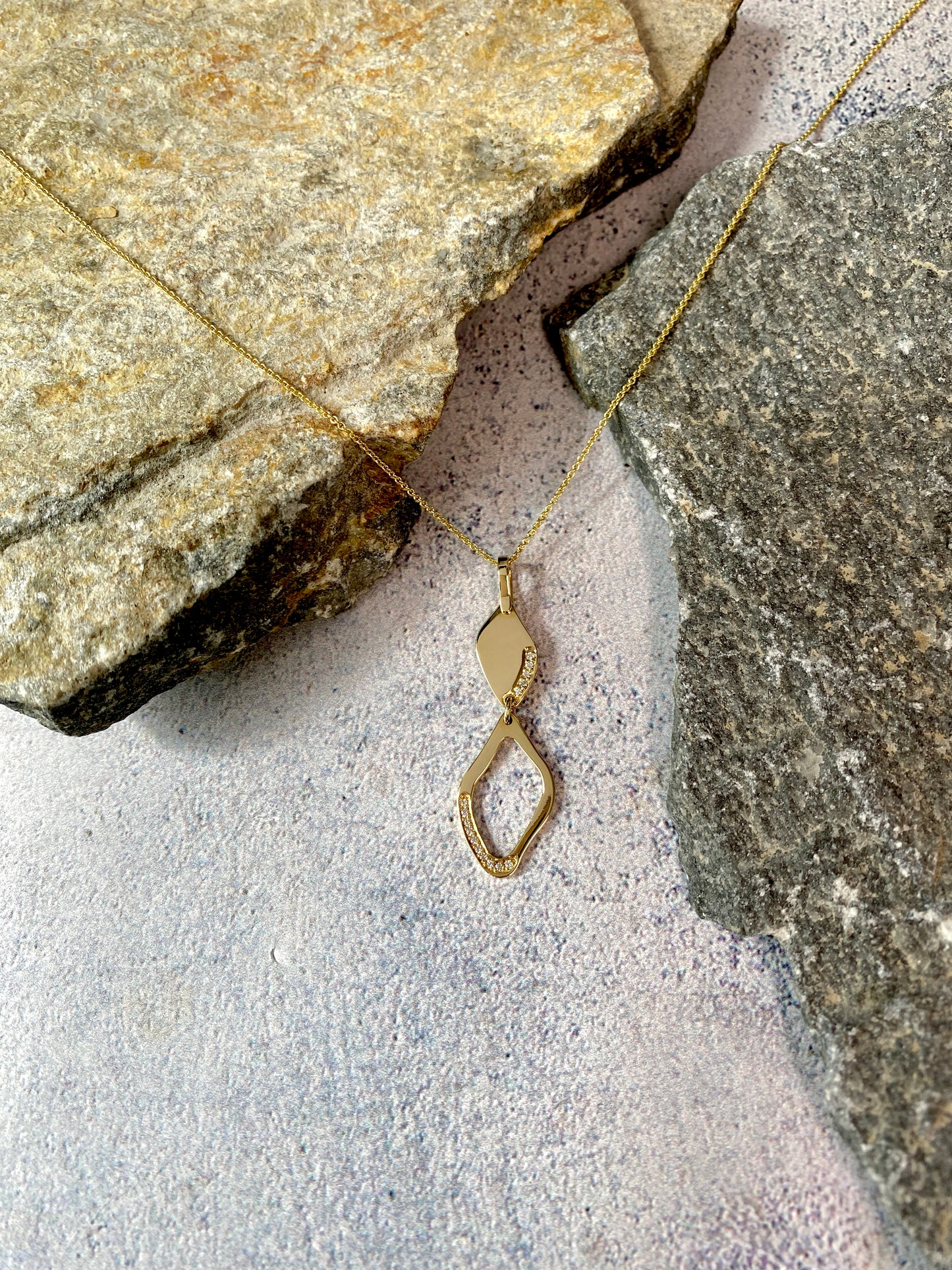 Lagoon . Yellow Gold Diamond Pendant