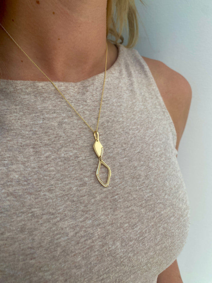 Lagoon . Yellow Gold Diamond Pendant