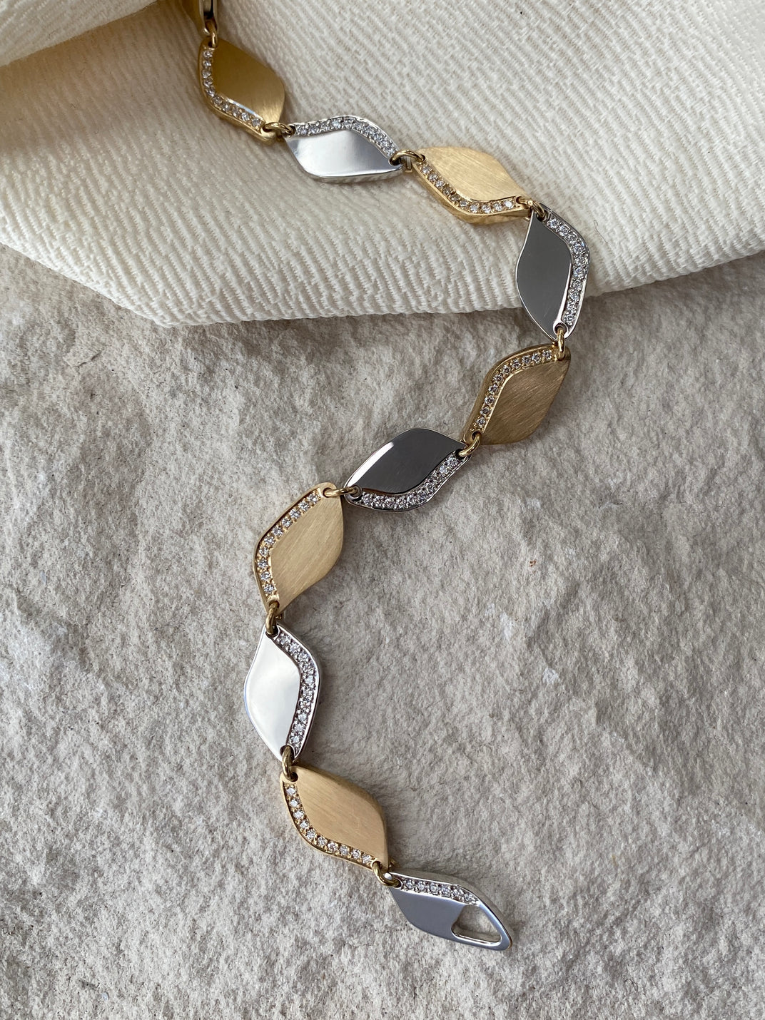 Lagoon. Yellow and White  Gold Diamond Bracelet.