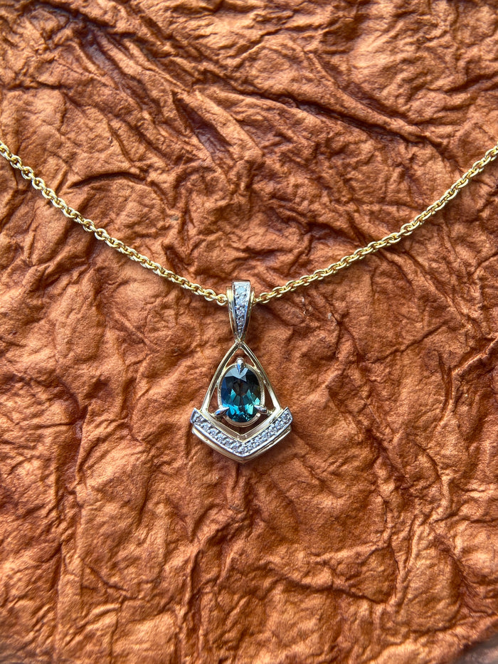 Signature . Deco Oval Sapphire Pendant