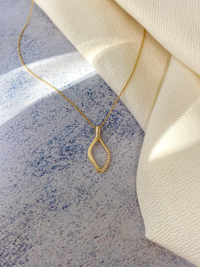 Lagoon , Yellow gold Diamond Pendant.