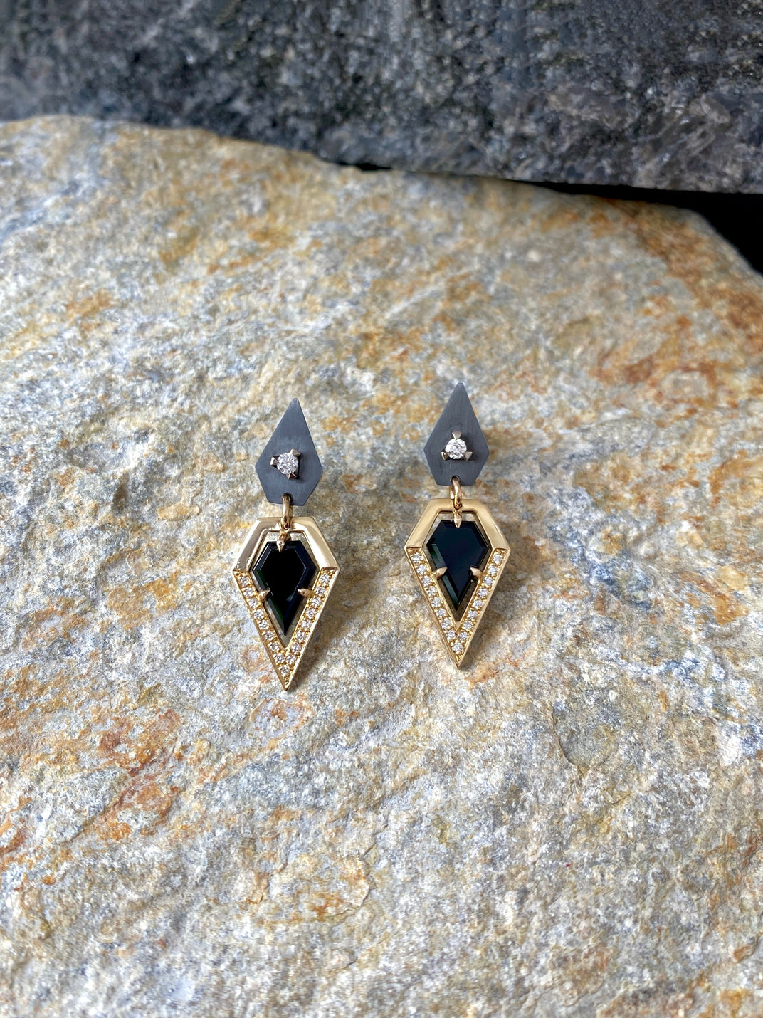 Prisma . Yellow Gold Spinel Earrings .