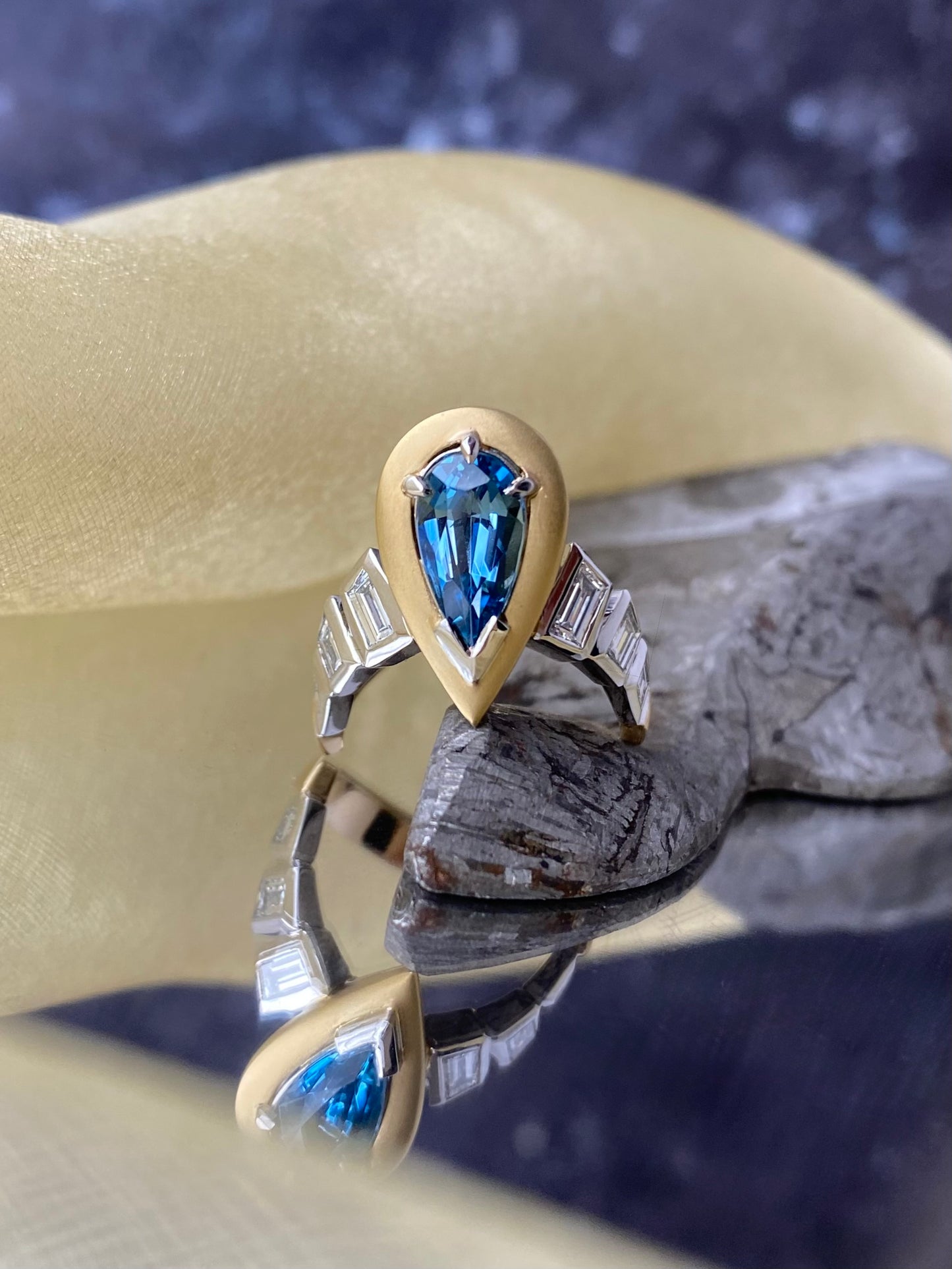 One of A Kind. Aquamarine & Diamond Ring.