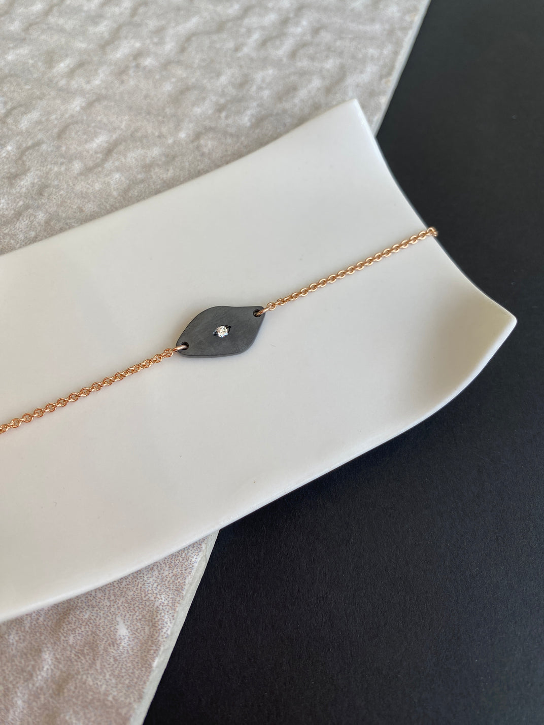 Midnight Lagoon. Rose gold Single Diamond Bracelet.