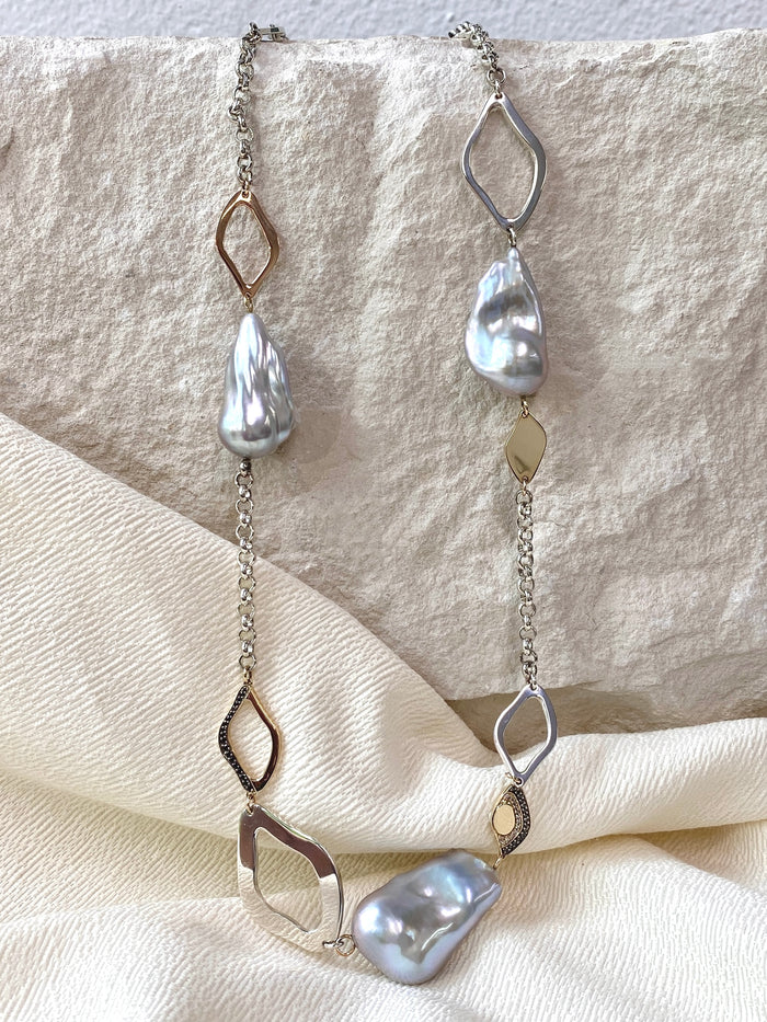 Lagoon Collection . Grey Freshwater Pearl Necklace