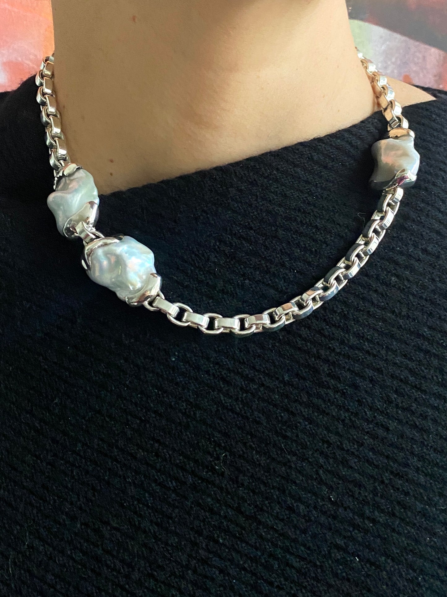 Pearl Creations.Silver Freshwater Necklace