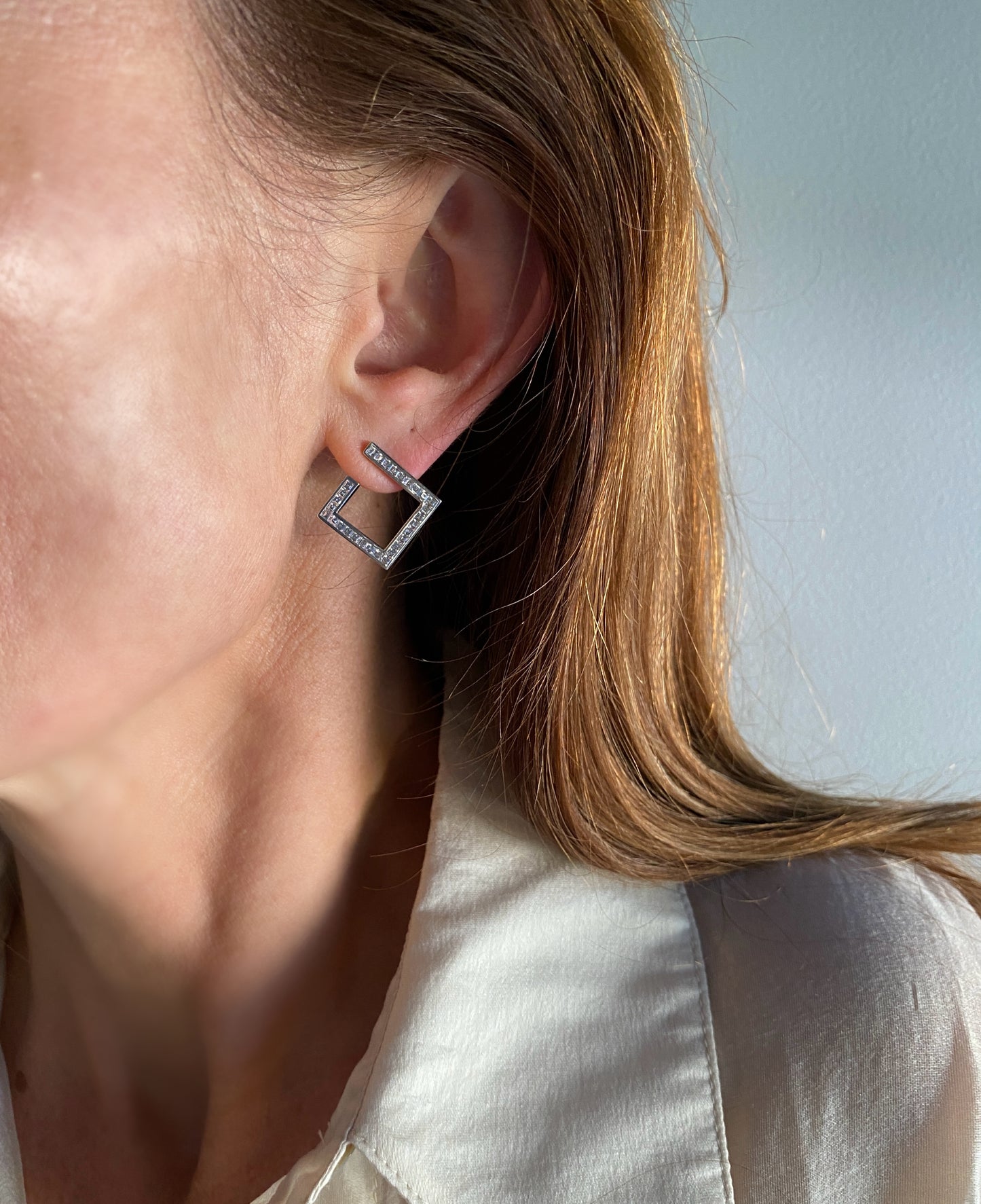 One of a Kind . Geometric Diamond Earrings