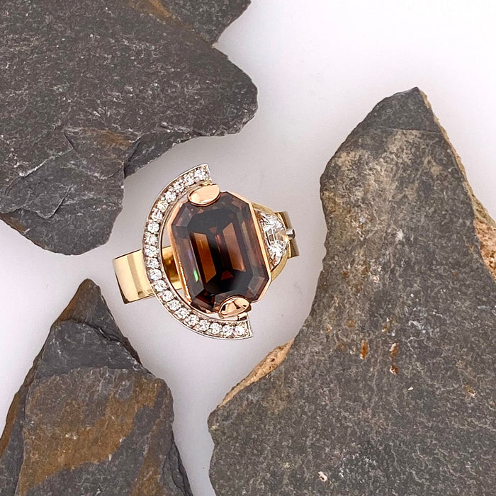 Signature. Crescent Ring with Cognac Diamond