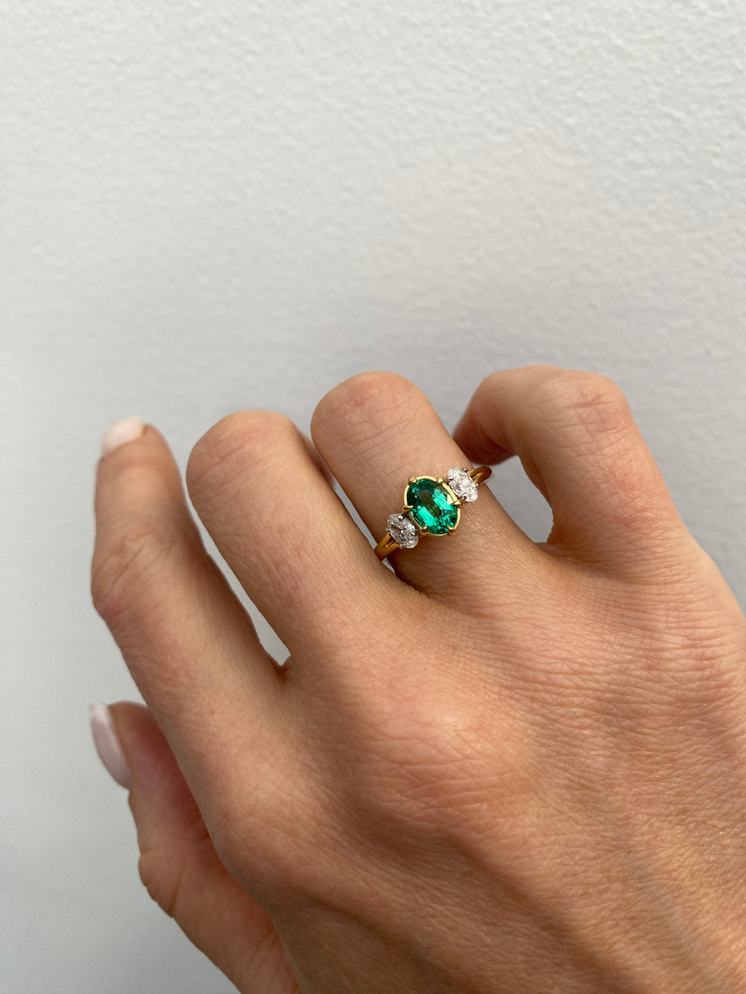 One of a Kind .Trilogy emerald ring