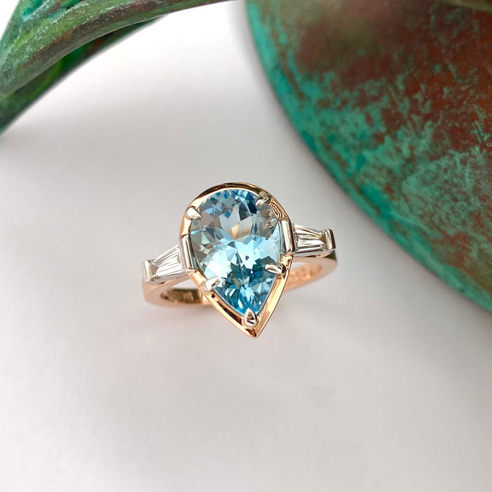 One of a Kind. Aquamarine and Diamond Ring