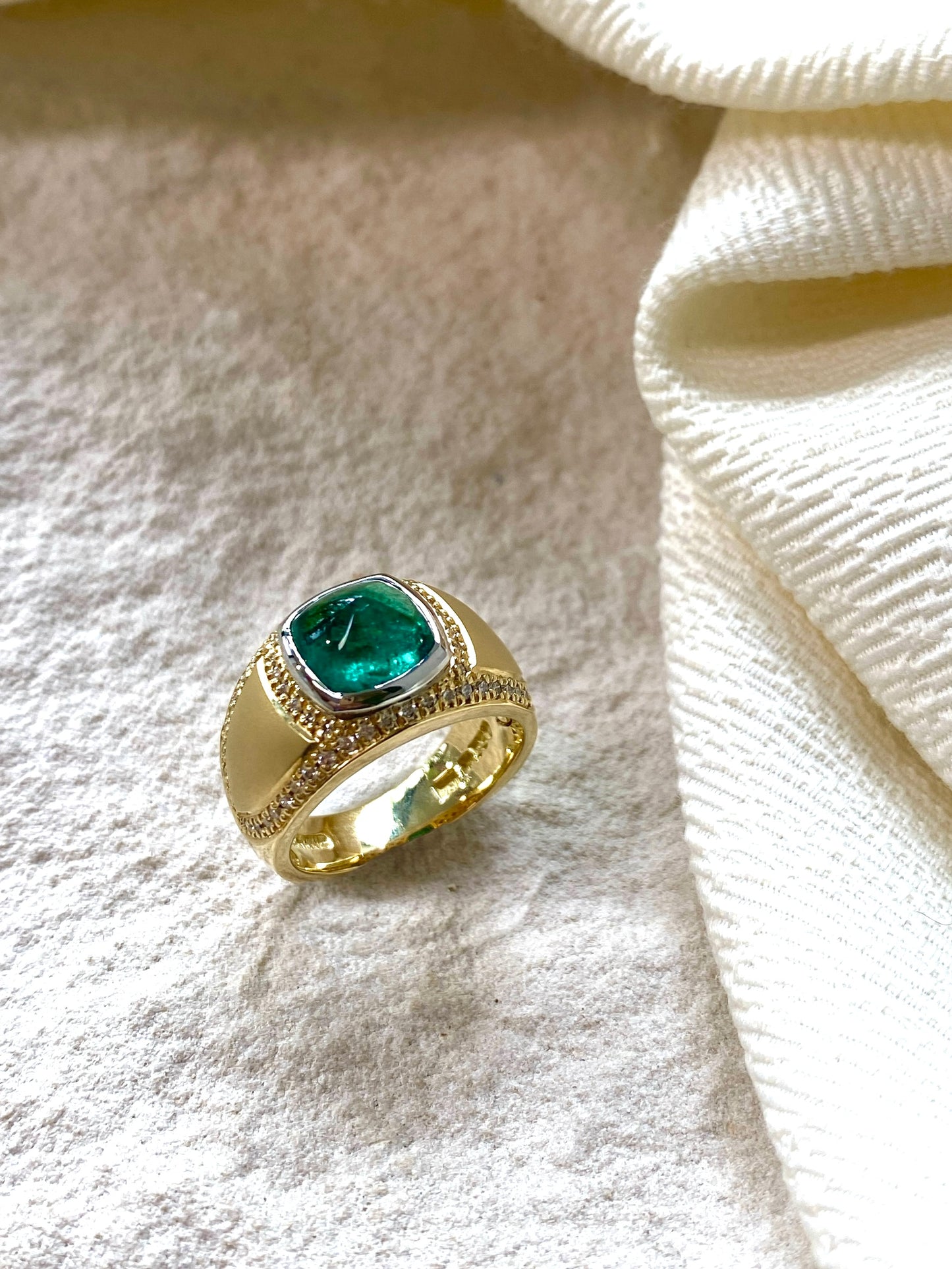 One of a Kind . Emerald Sugar Loaf Ring